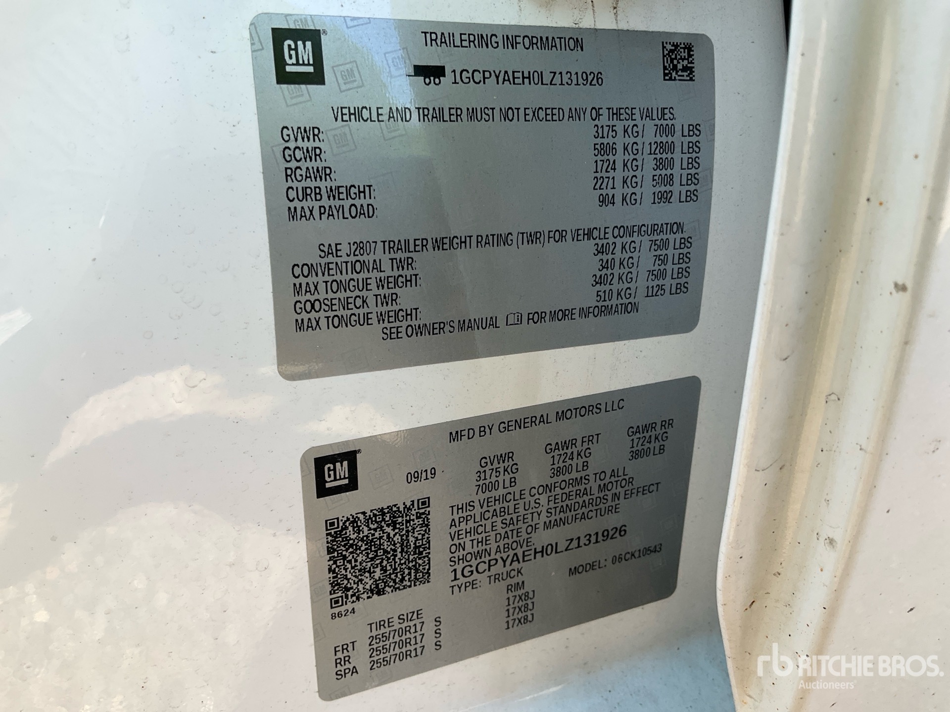 General Appearance with Serial Number / VIN