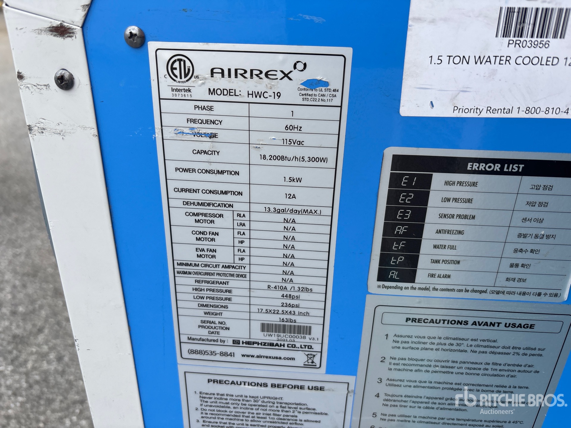 General Appearance with Serial Number / VIN