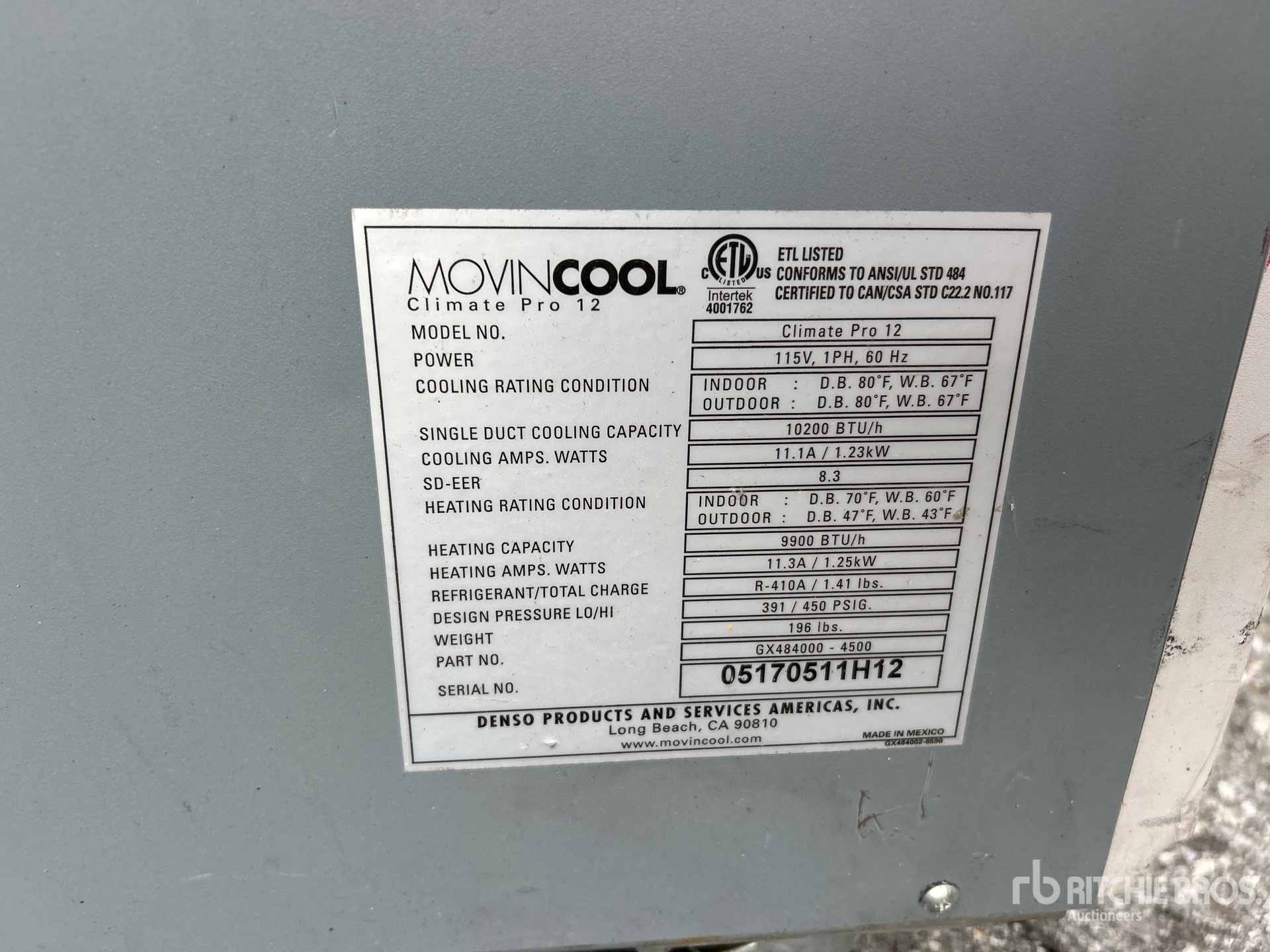 General Appearance with Serial Number / VIN
