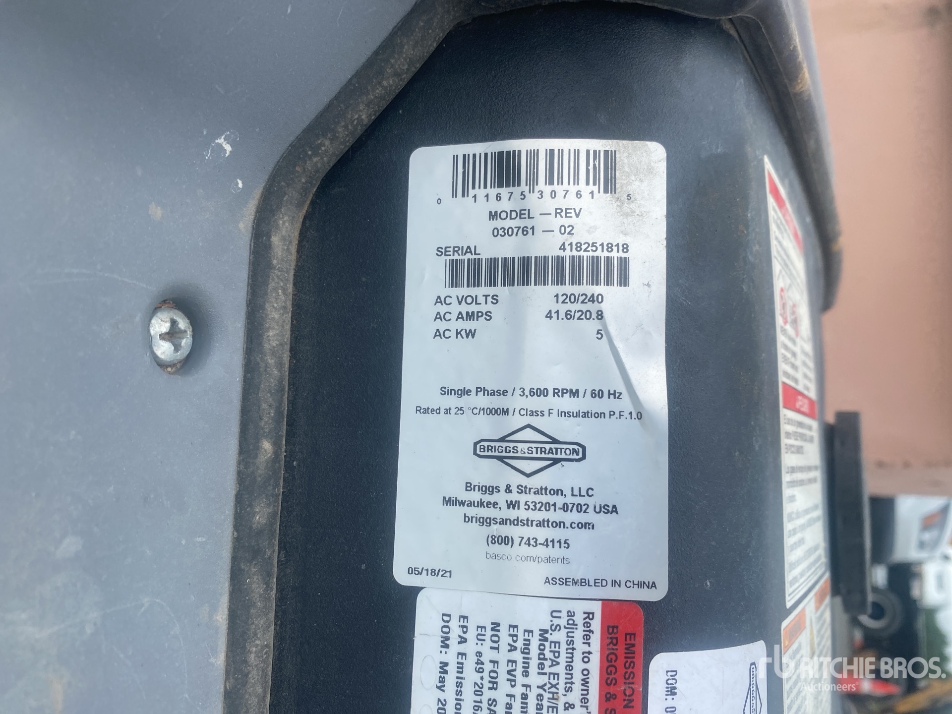General Appearance with Serial Number / VIN