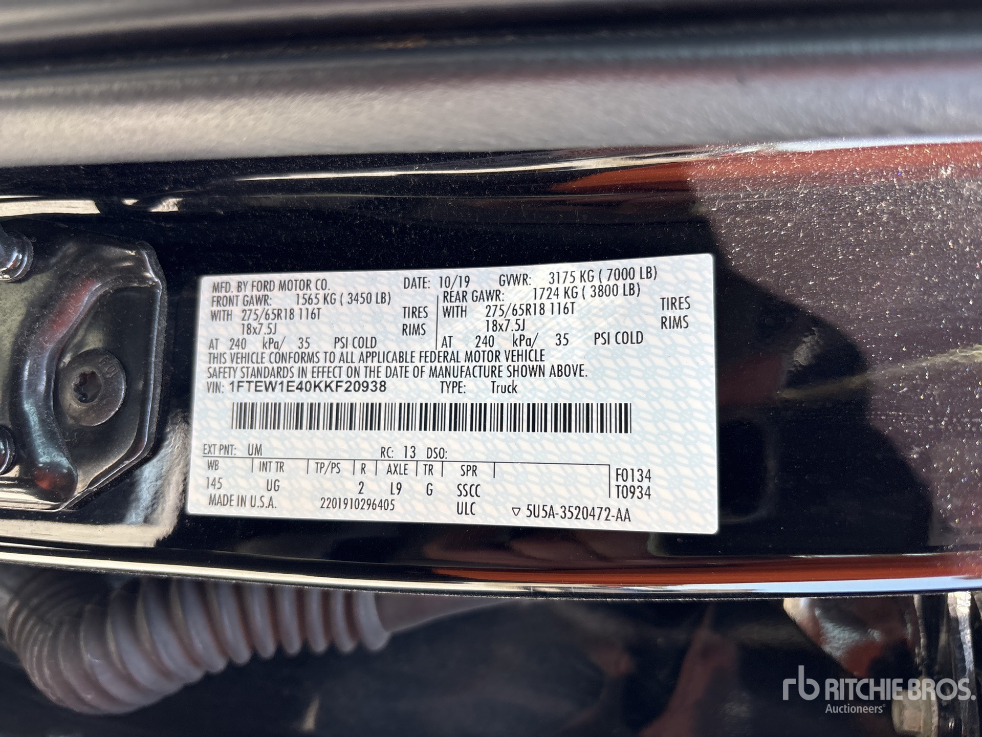 General Appearance with Serial Number / VIN