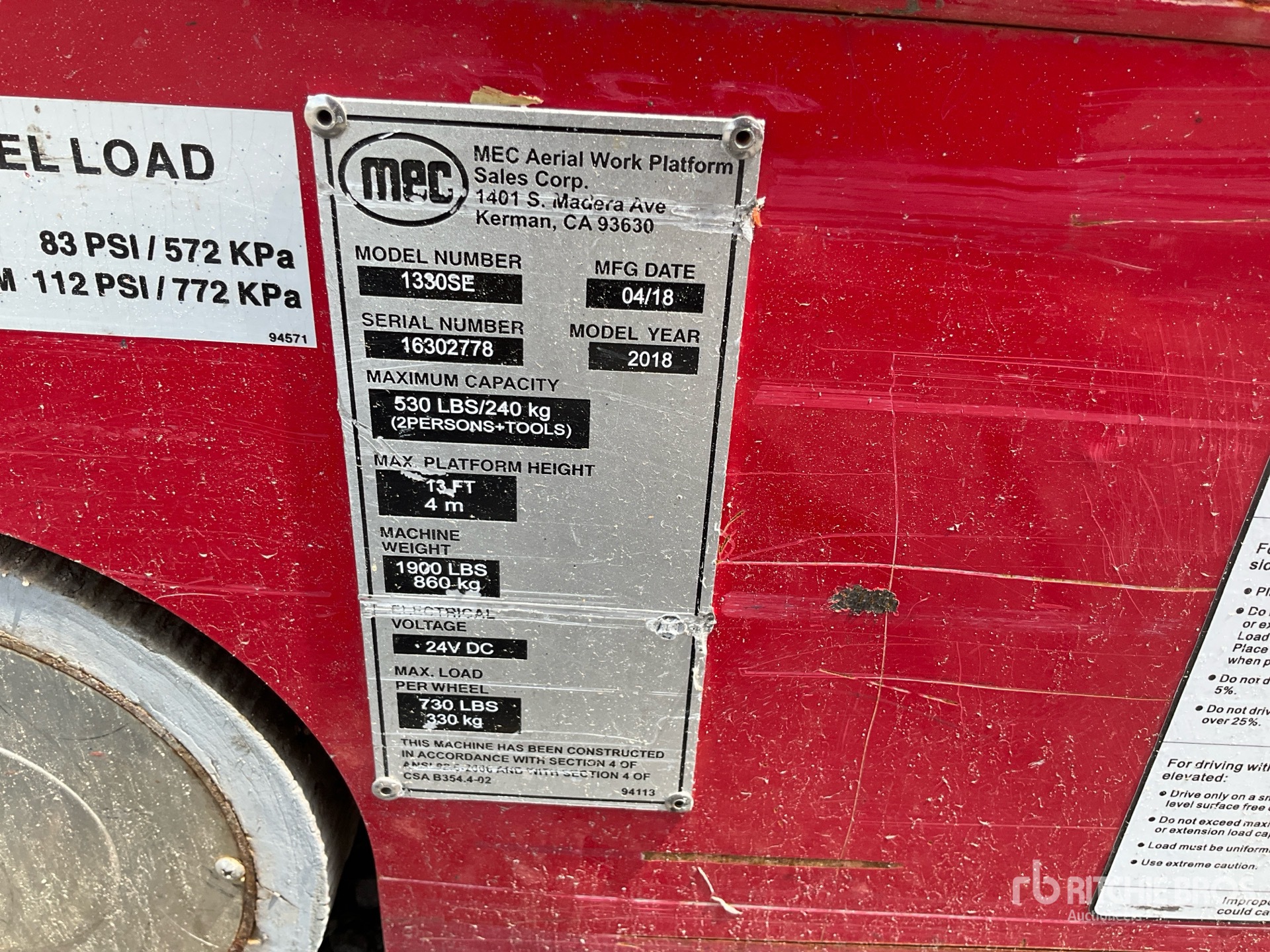 General Appearance with Serial Number / VIN