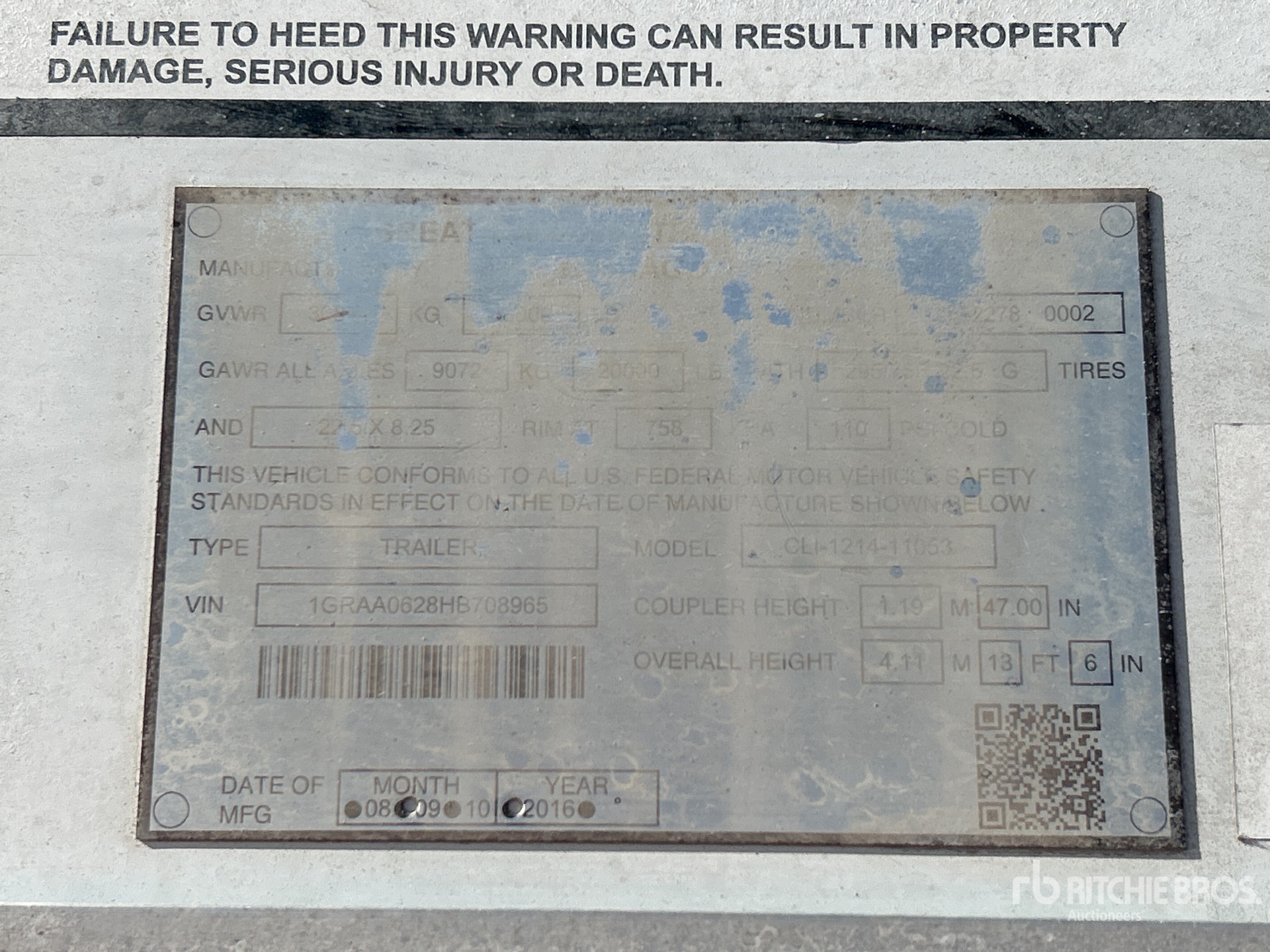 General Appearance with Serial Number / VIN