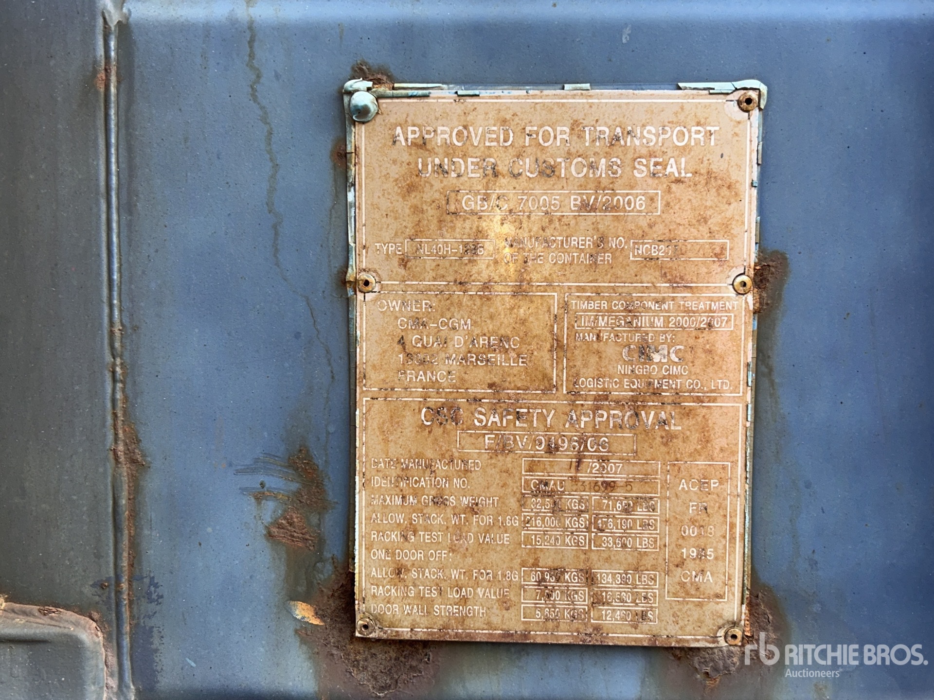 General Appearance with Serial Number / VIN