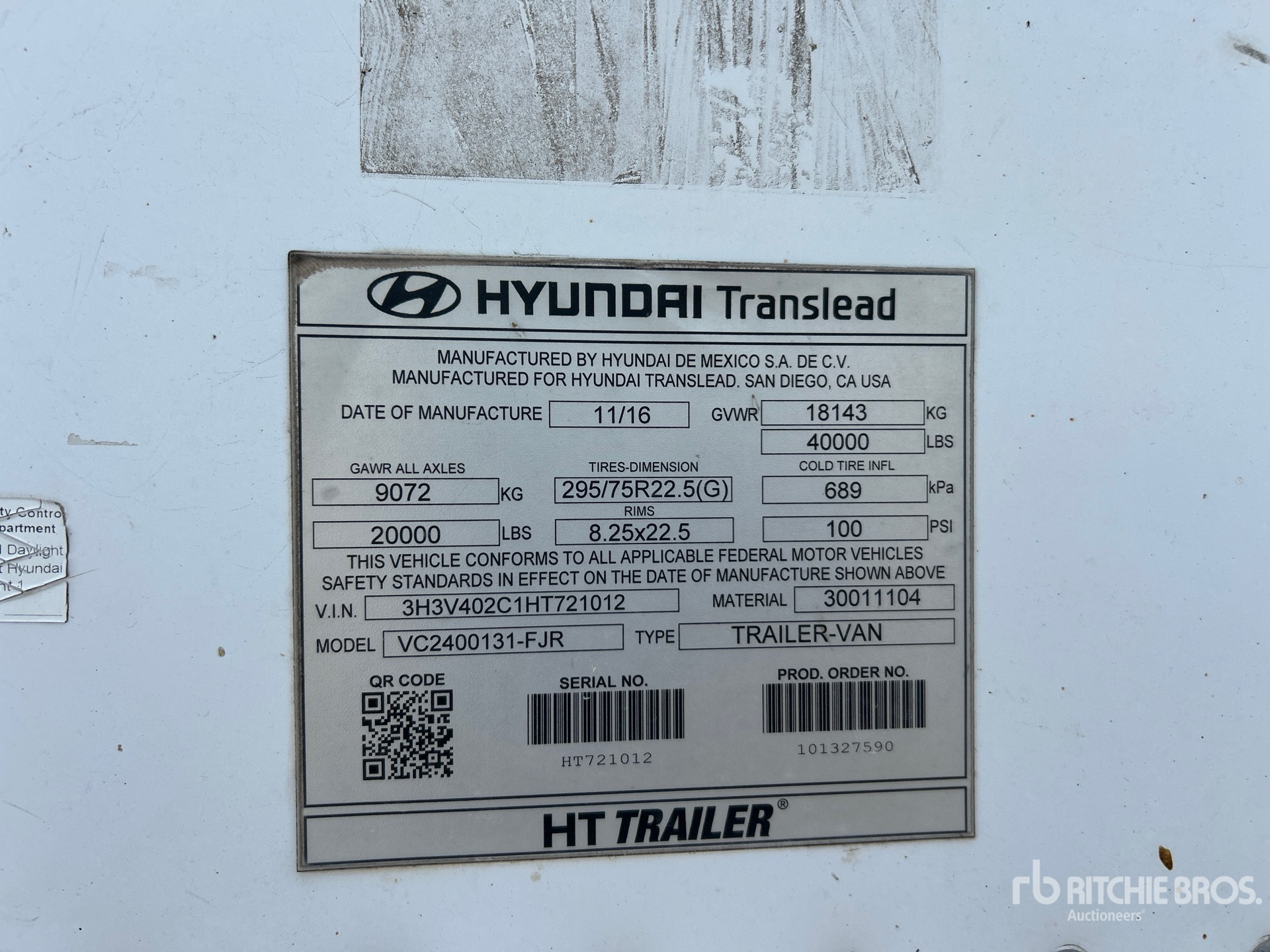 General Appearance with Serial Number / VIN
