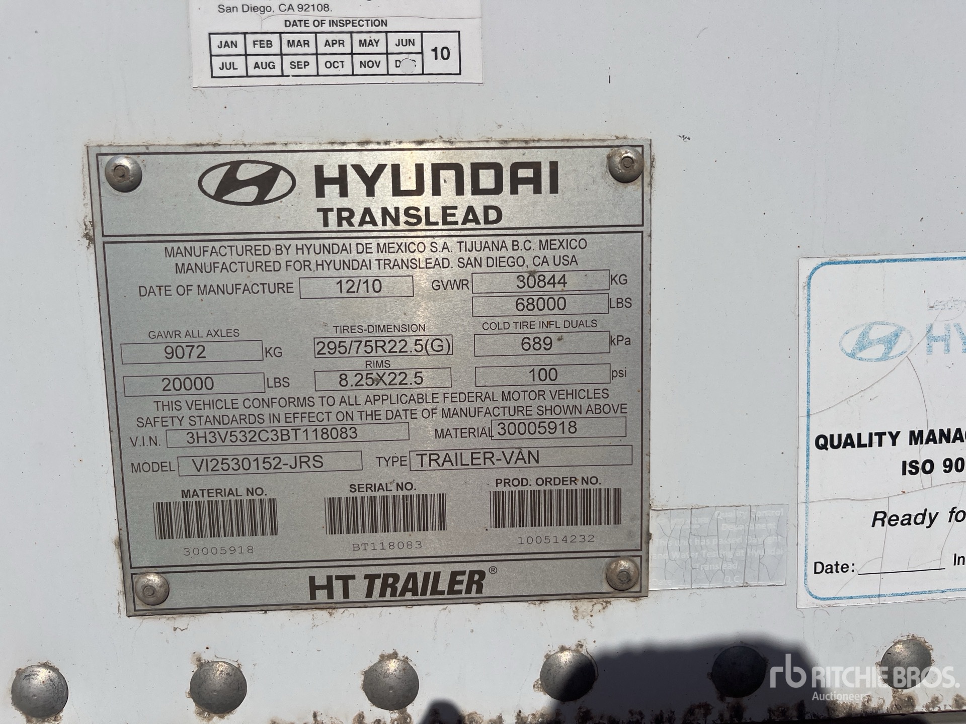 General Appearance with Serial Number / VIN