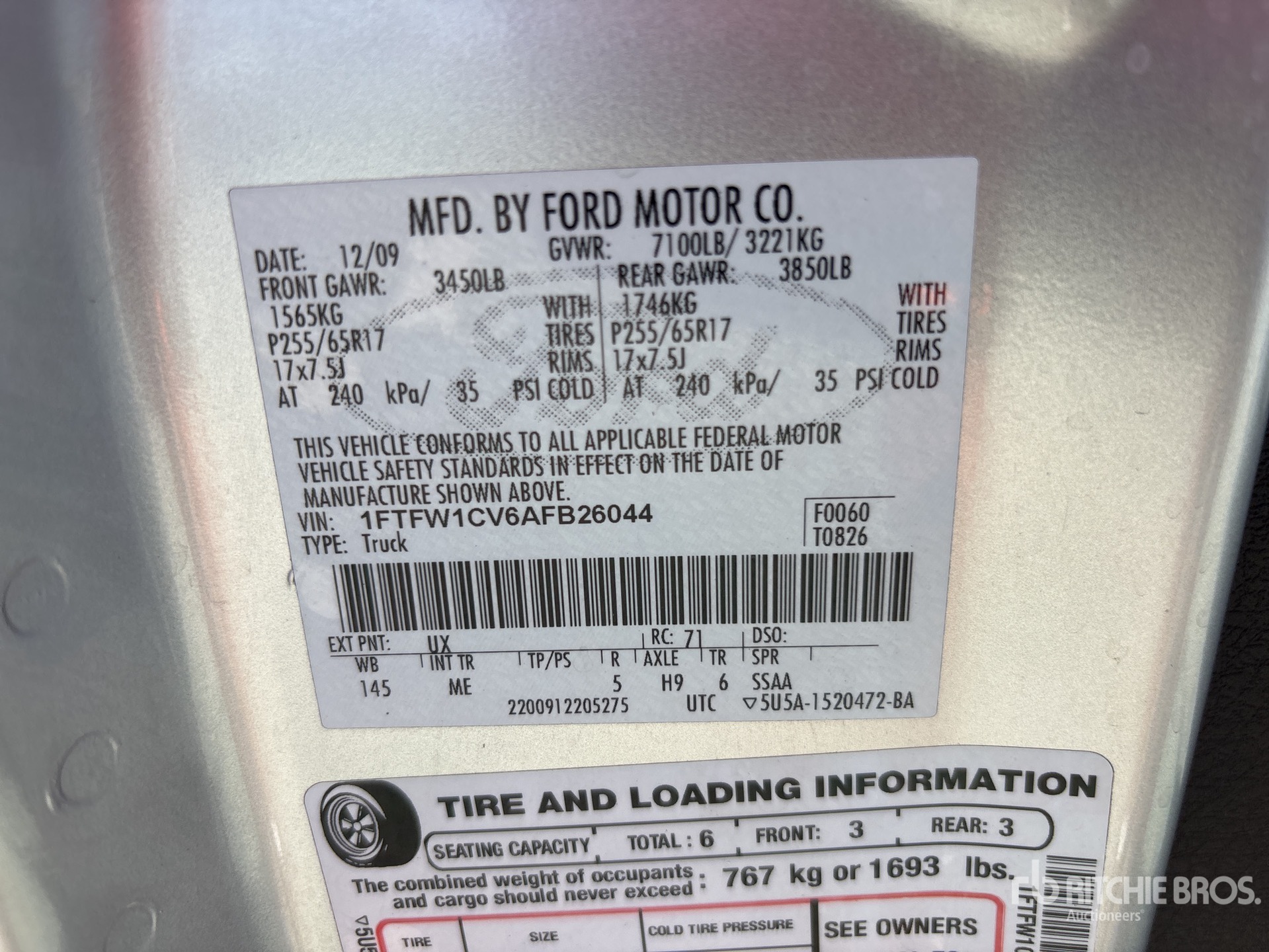 General Appearance with Serial Number / VIN