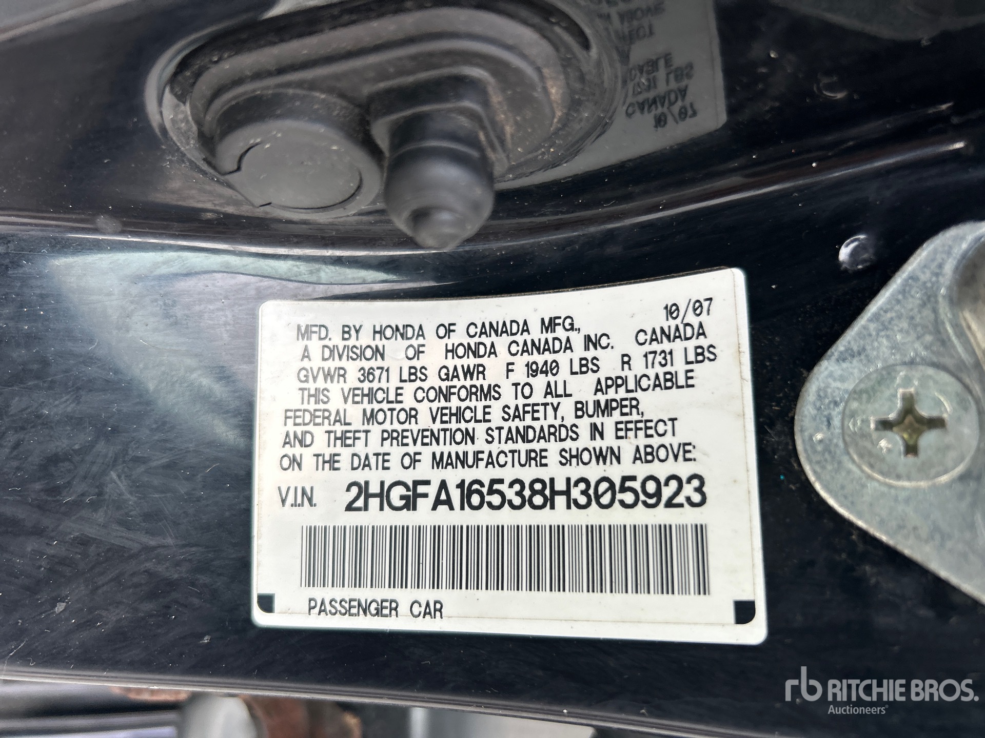 General Appearance with Serial Number / VIN