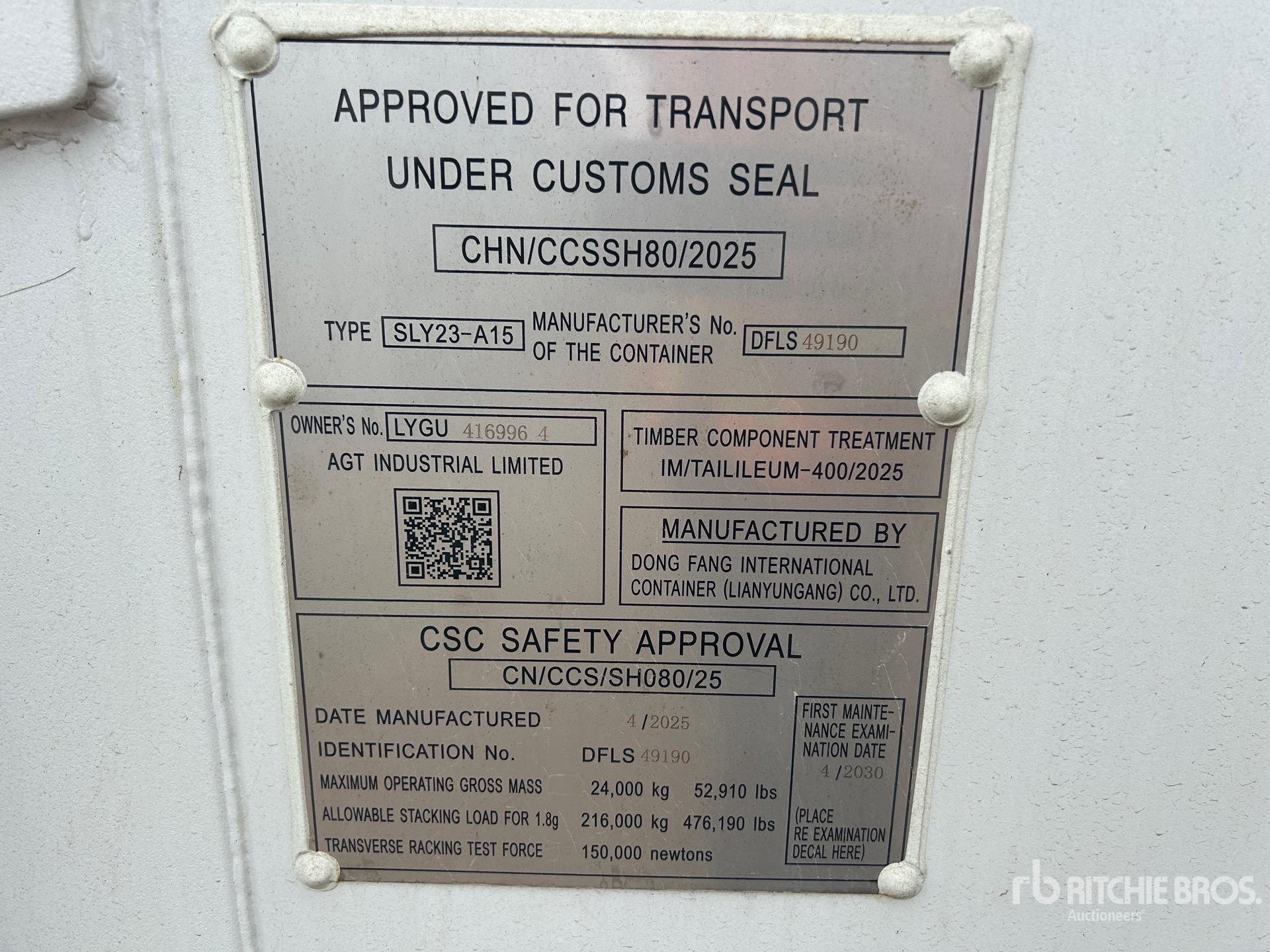 General Appearance with Serial Number / VIN