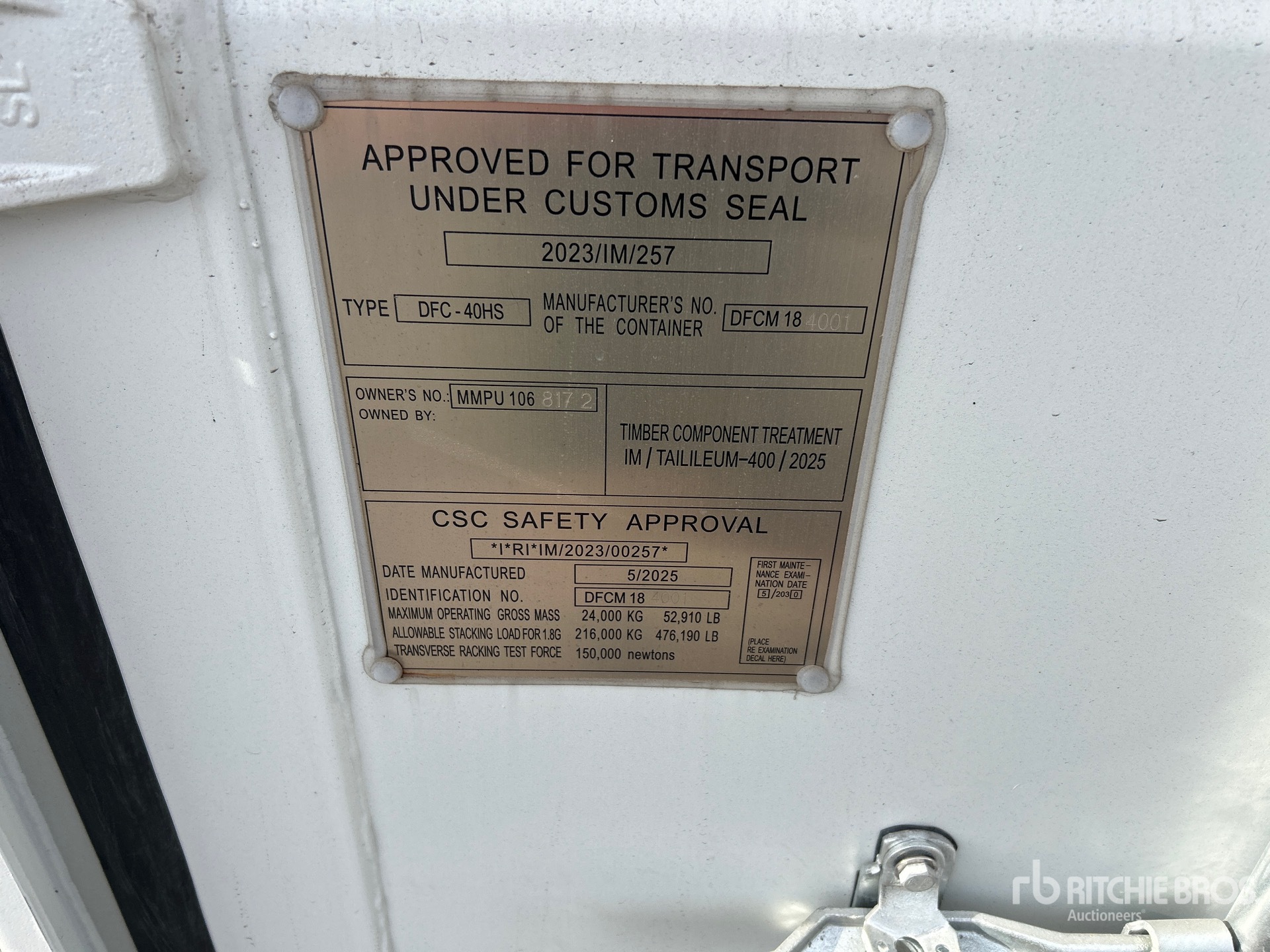 General Appearance with Serial Number / VIN