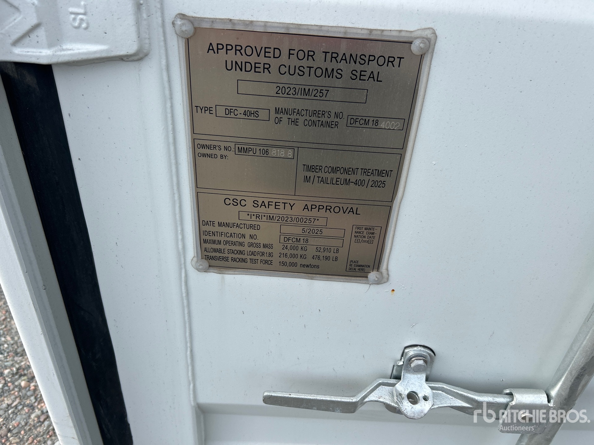 General Appearance with Serial Number / VIN