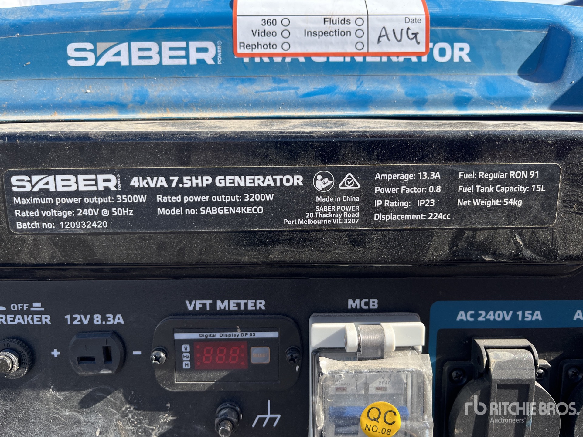 General Appearance with Serial Number / VIN