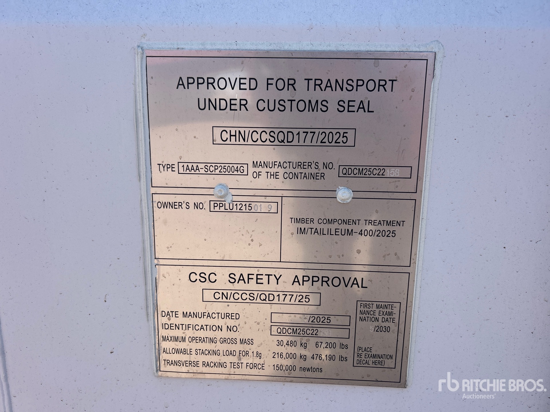 General Appearance with Serial Number / VIN