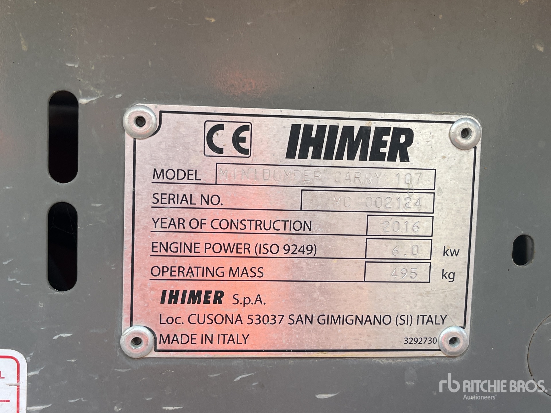 General Appearance with Serial Number / VIN