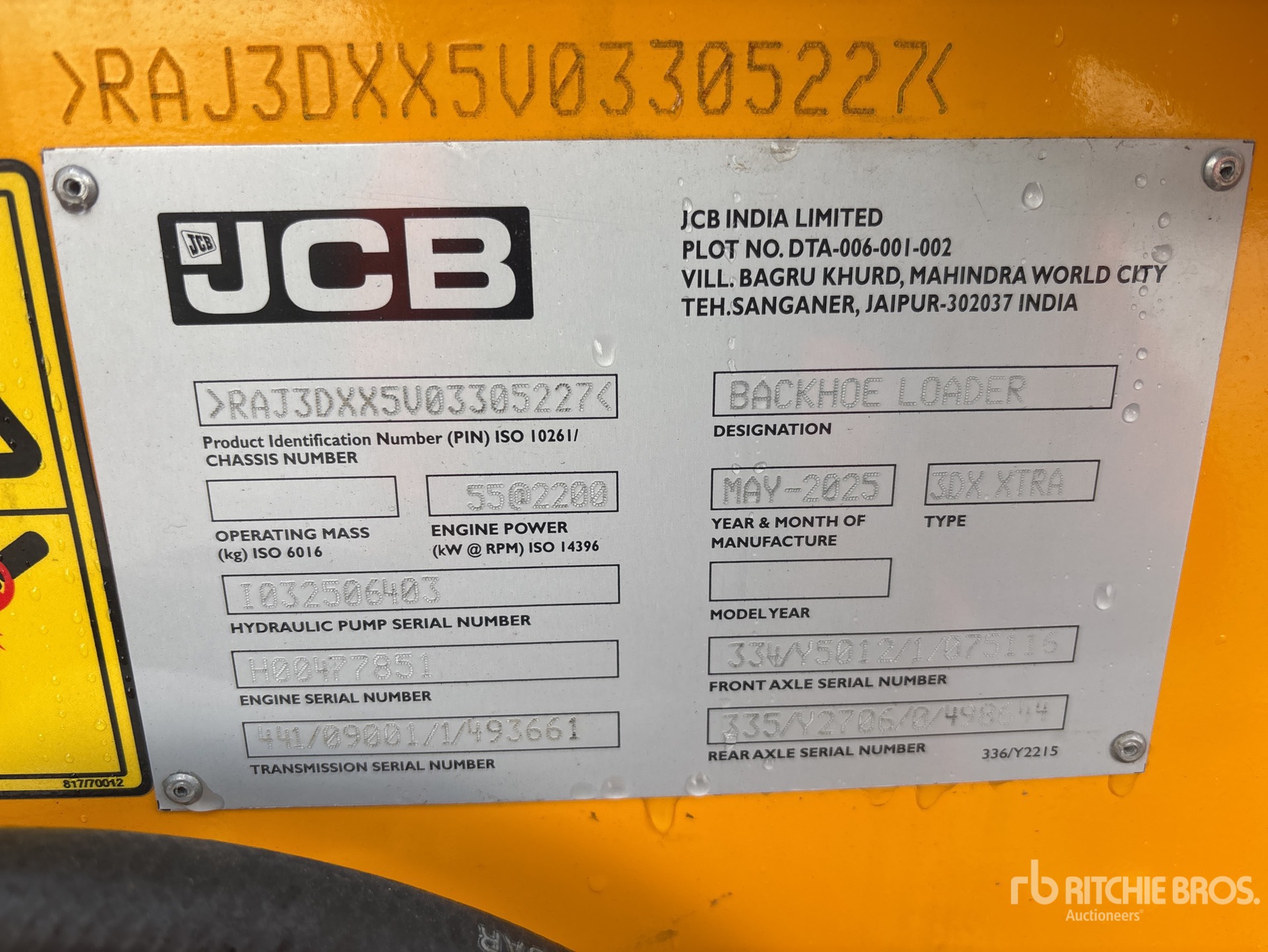 General Appearance with Serial Number / VIN