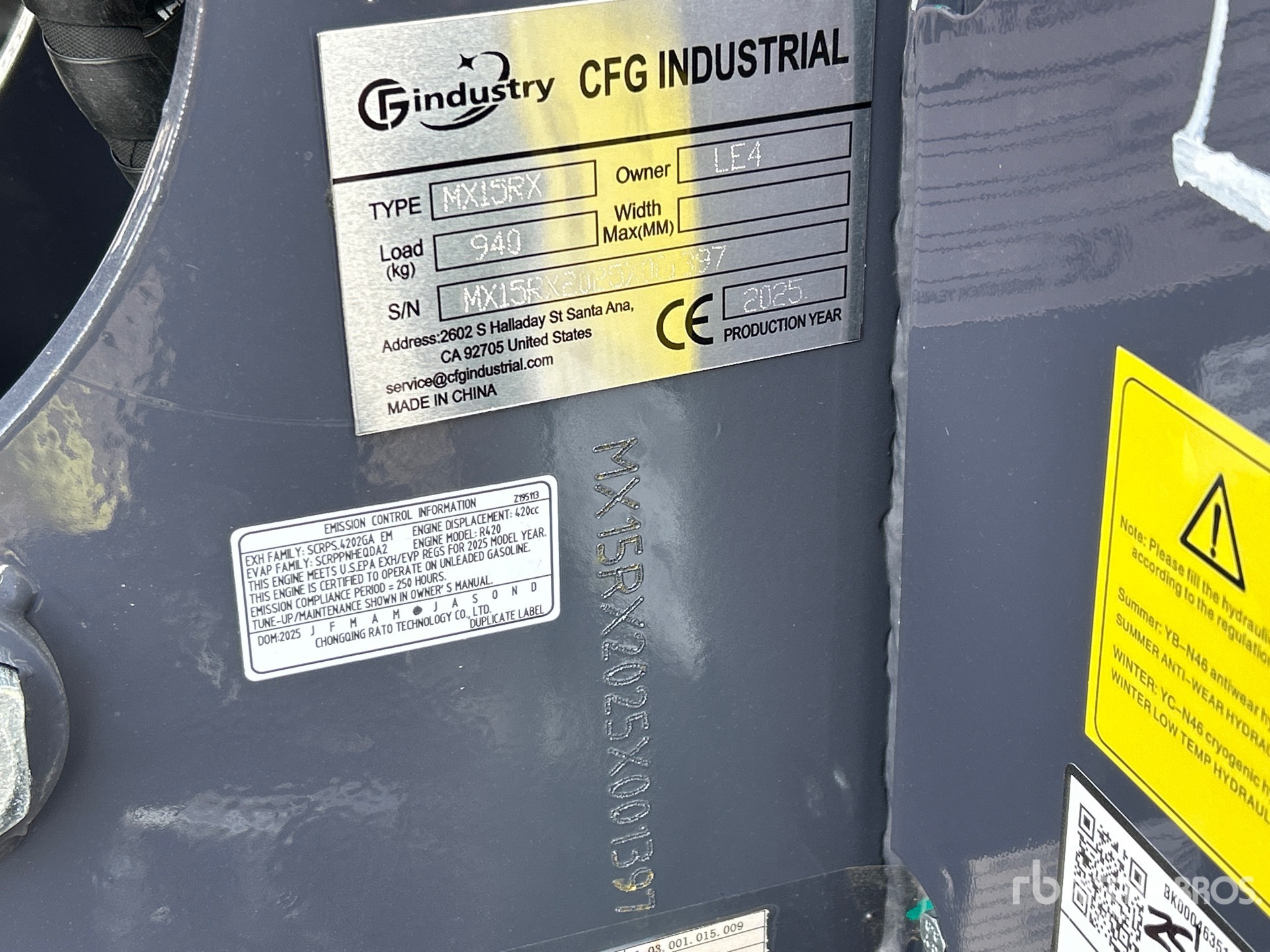 General Appearance with Serial Number / VIN