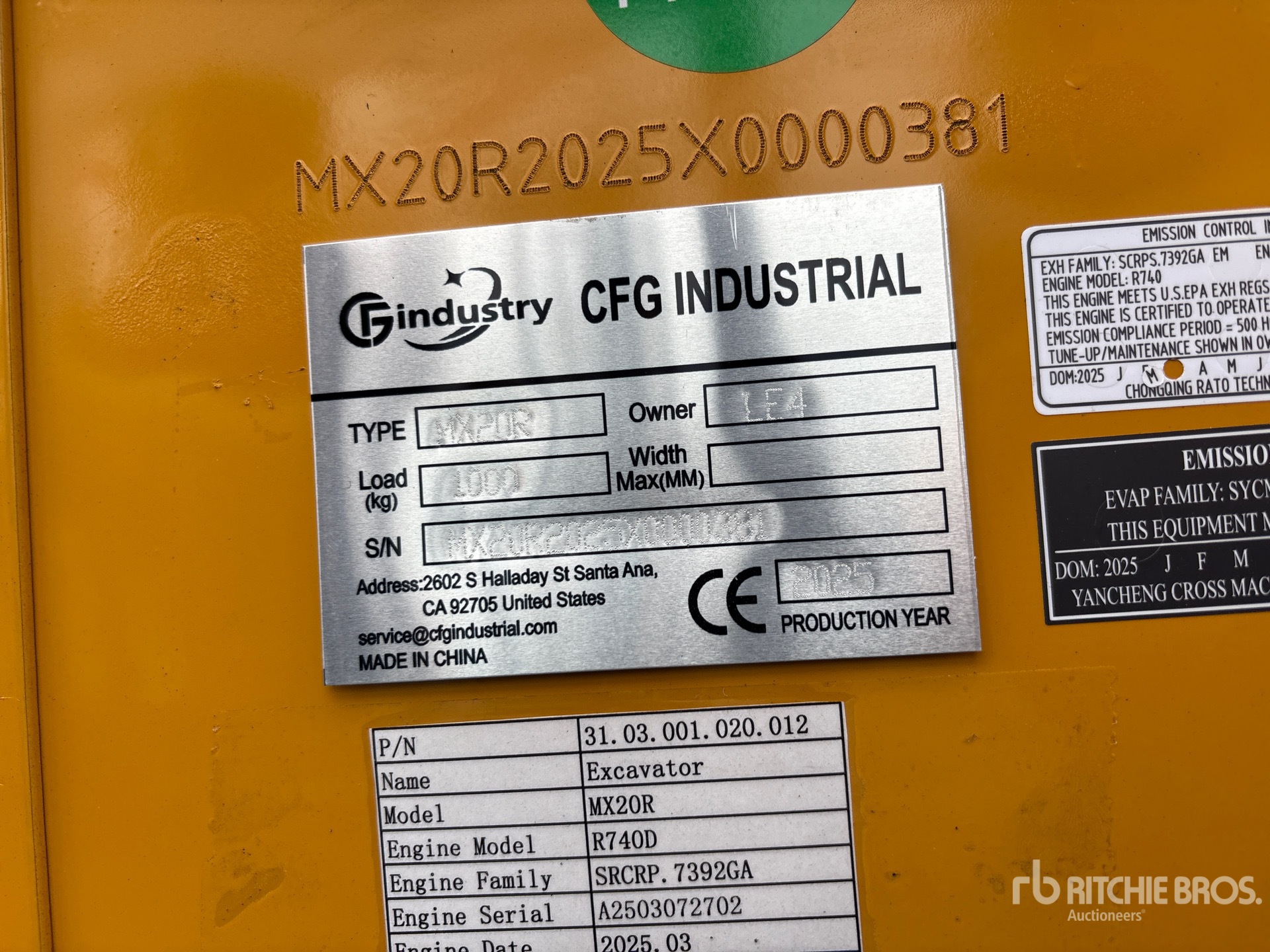 General Appearance with Serial Number / VIN