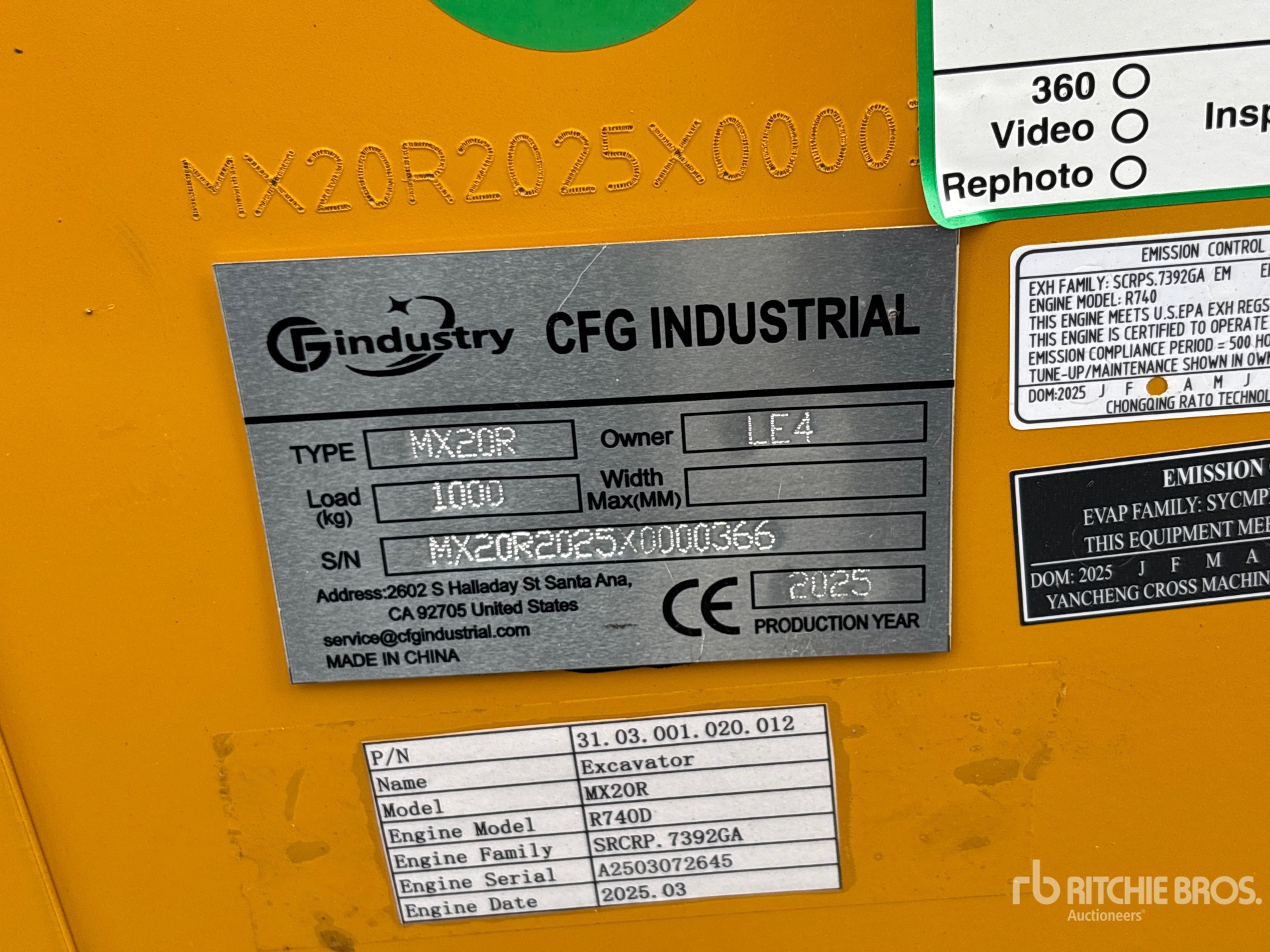 General Appearance with Serial Number / VIN