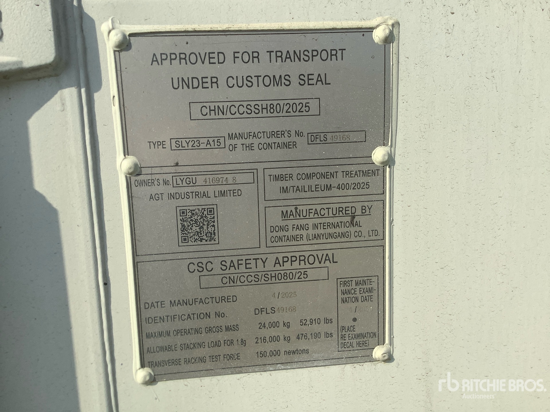General Appearance with Serial Number / VIN