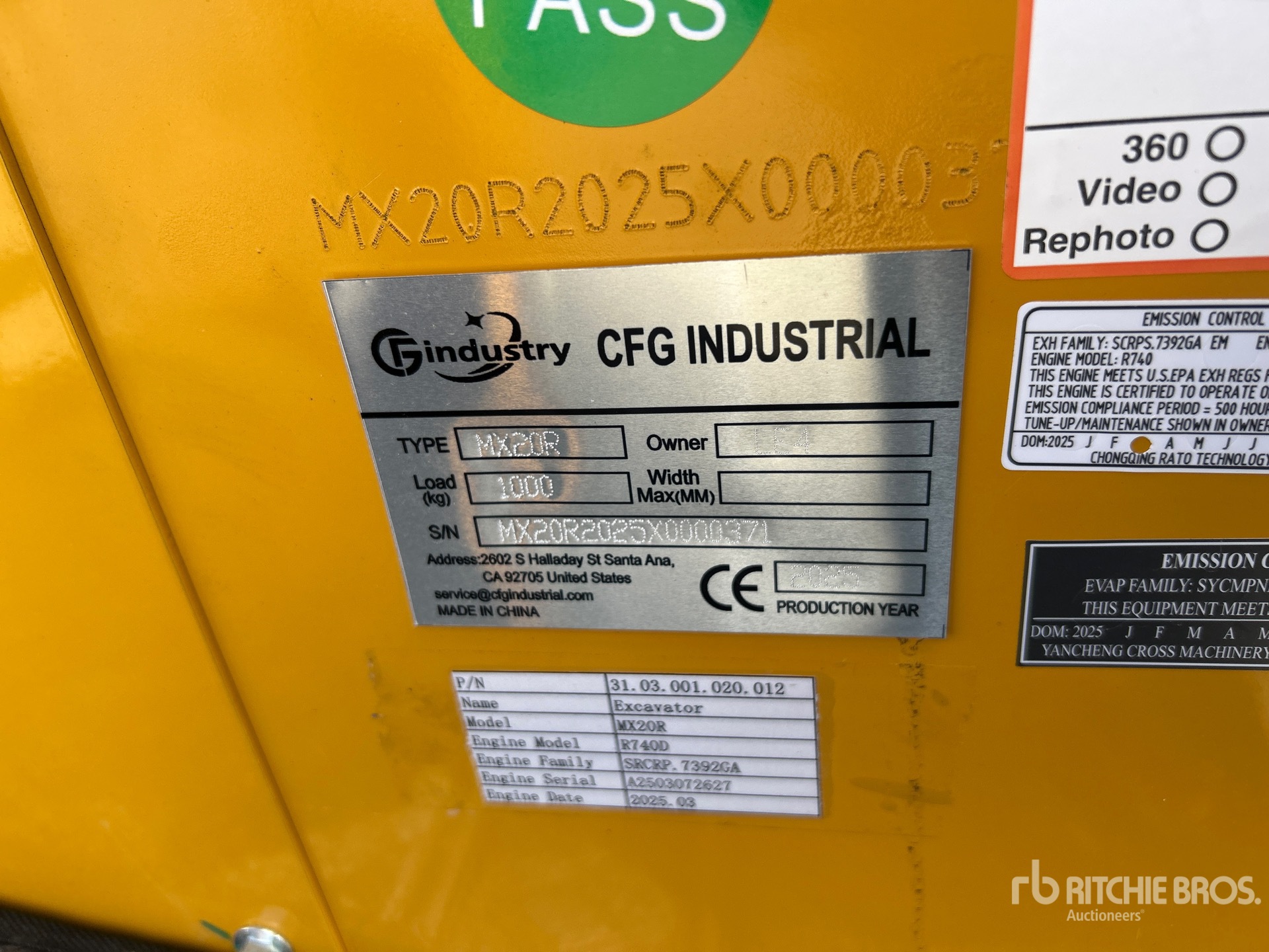 General Appearance with Serial Number / VIN
