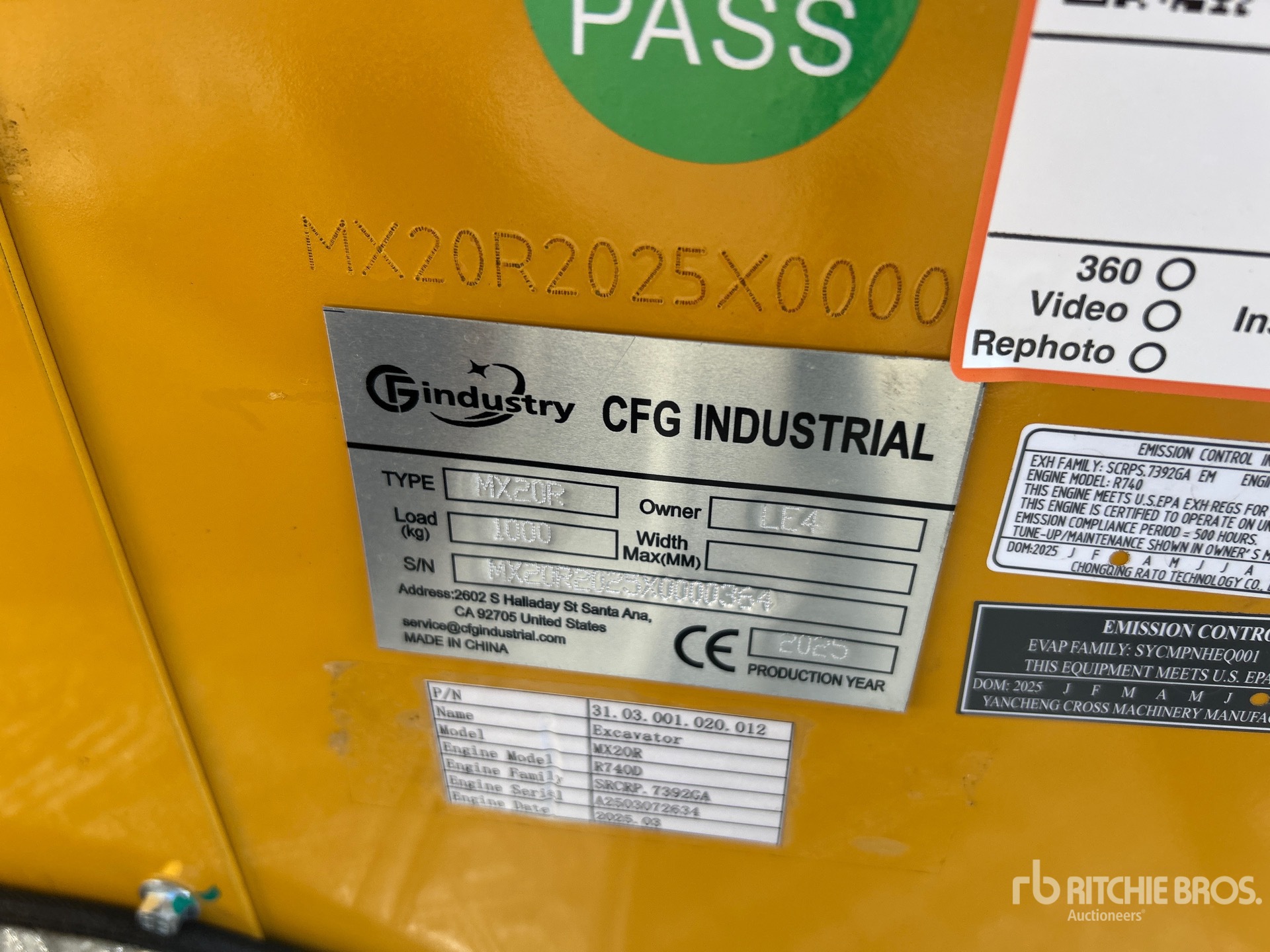 General Appearance with Serial Number / VIN
