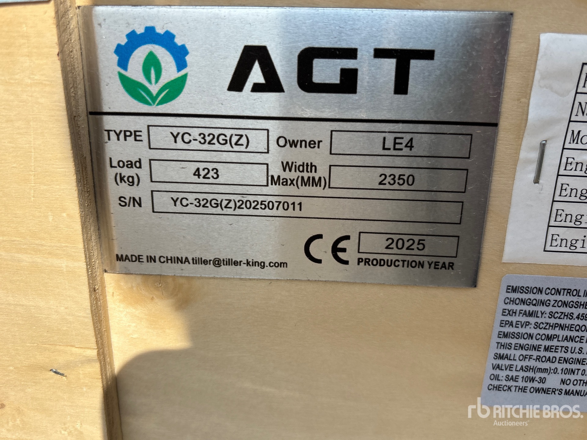 General Appearance with Serial Number / VIN
