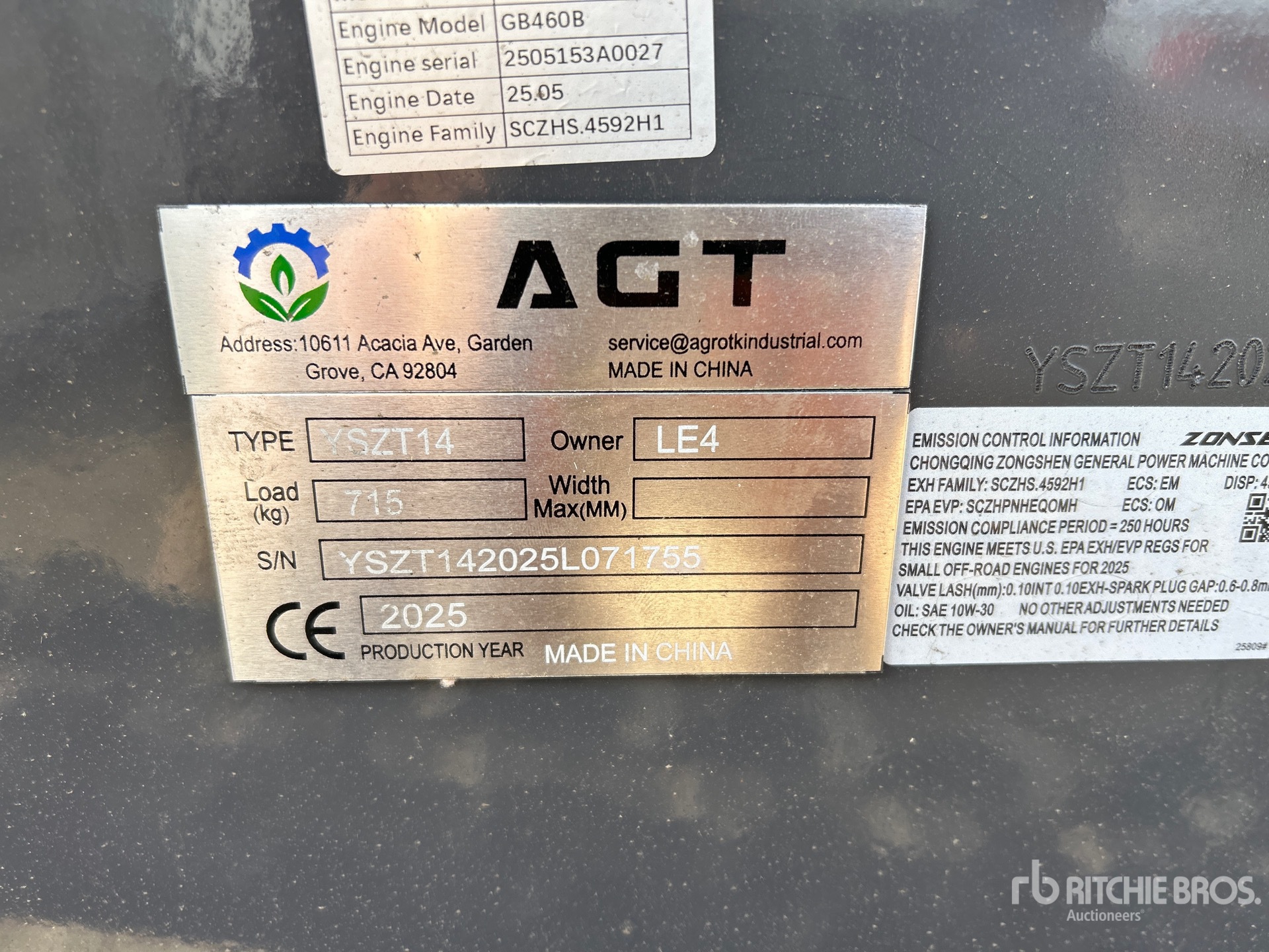 General Appearance with Serial Number / VIN
