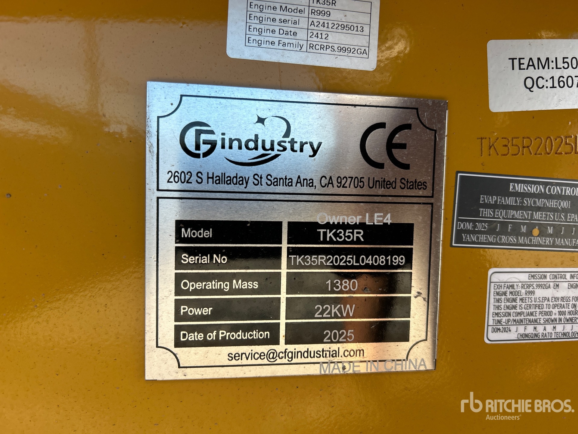 General Appearance with Serial Number / VIN