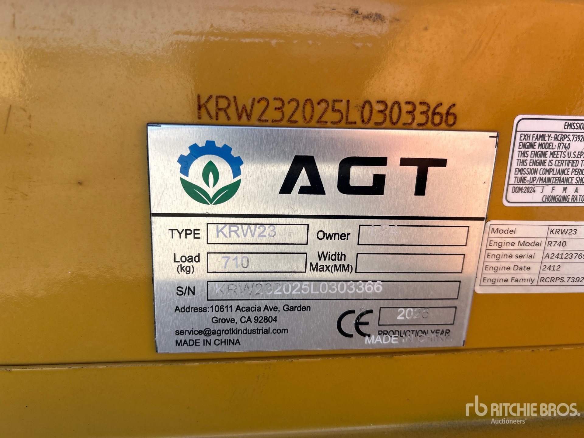 General Appearance with Serial Number / VIN