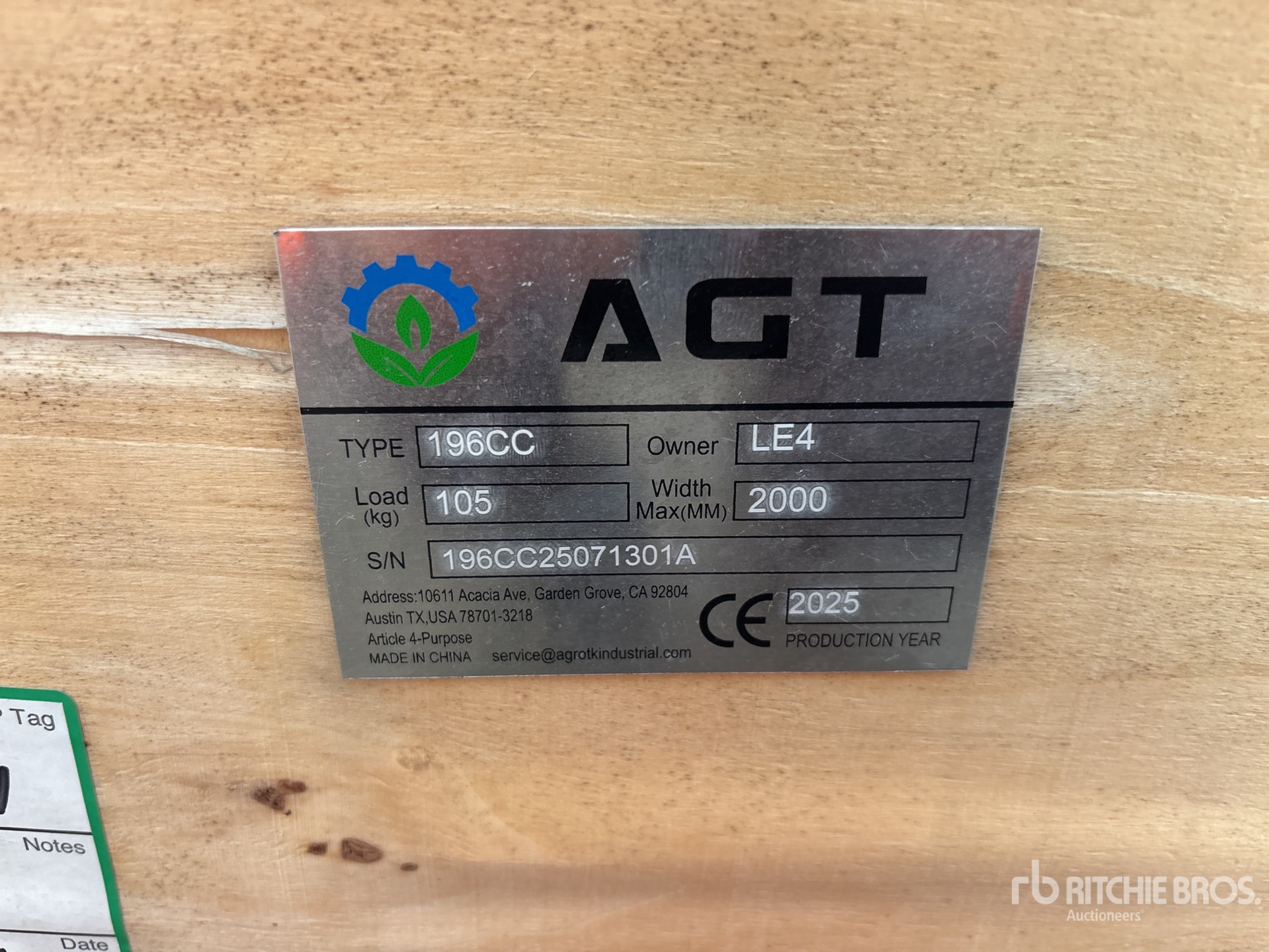 General Appearance with Serial Number / VIN