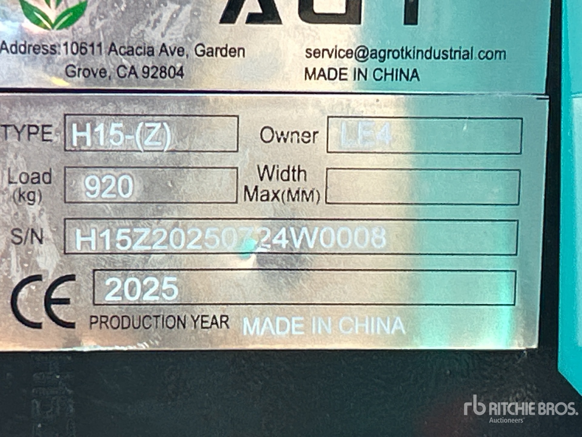 General Appearance with Serial Number / VIN