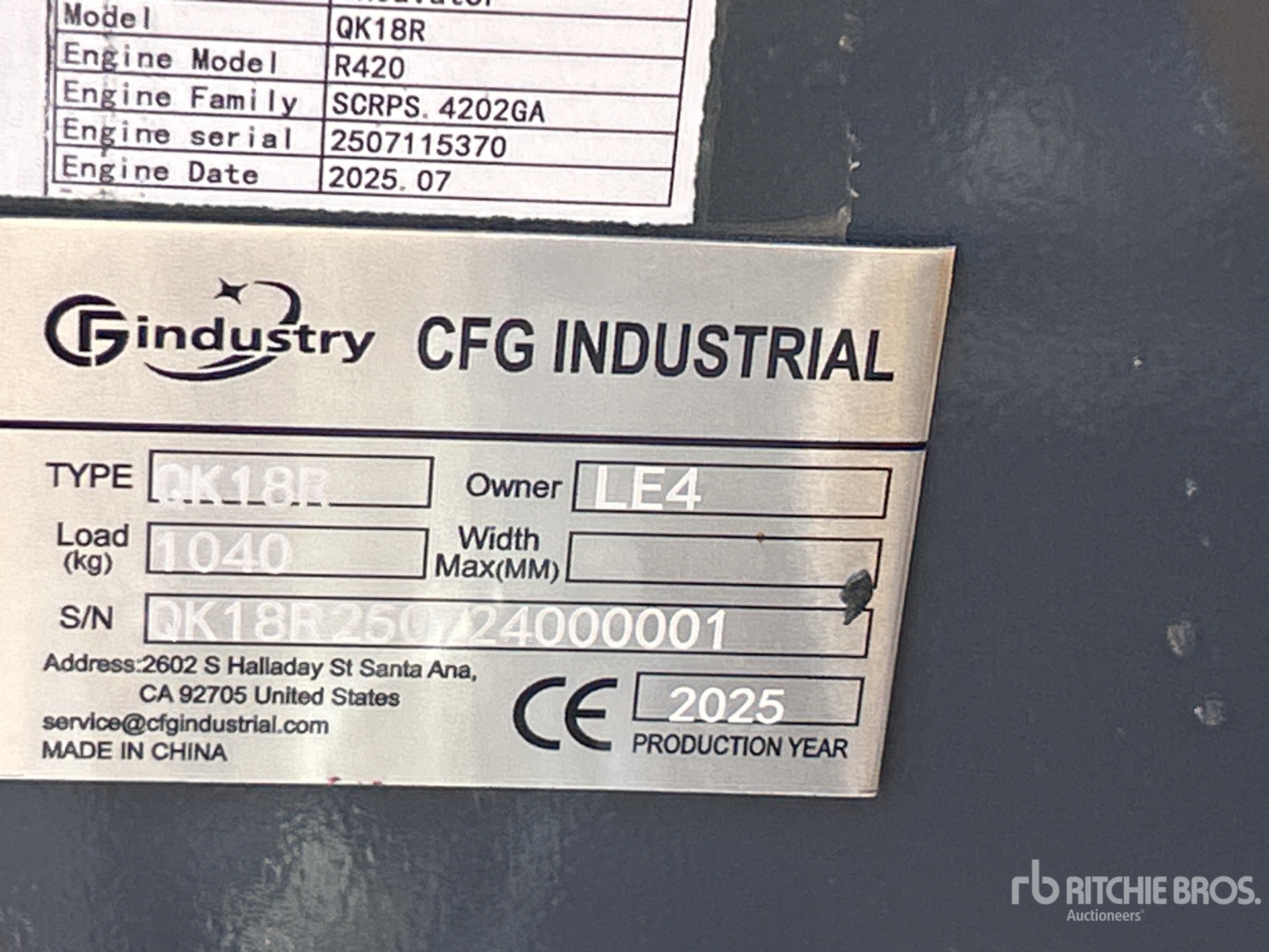General Appearance with Serial Number / VIN