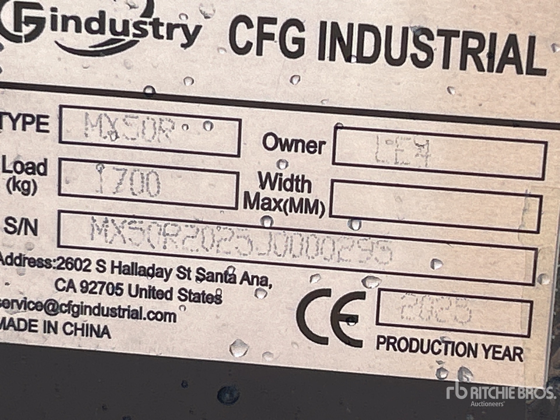 General Appearance with Serial Number / VIN