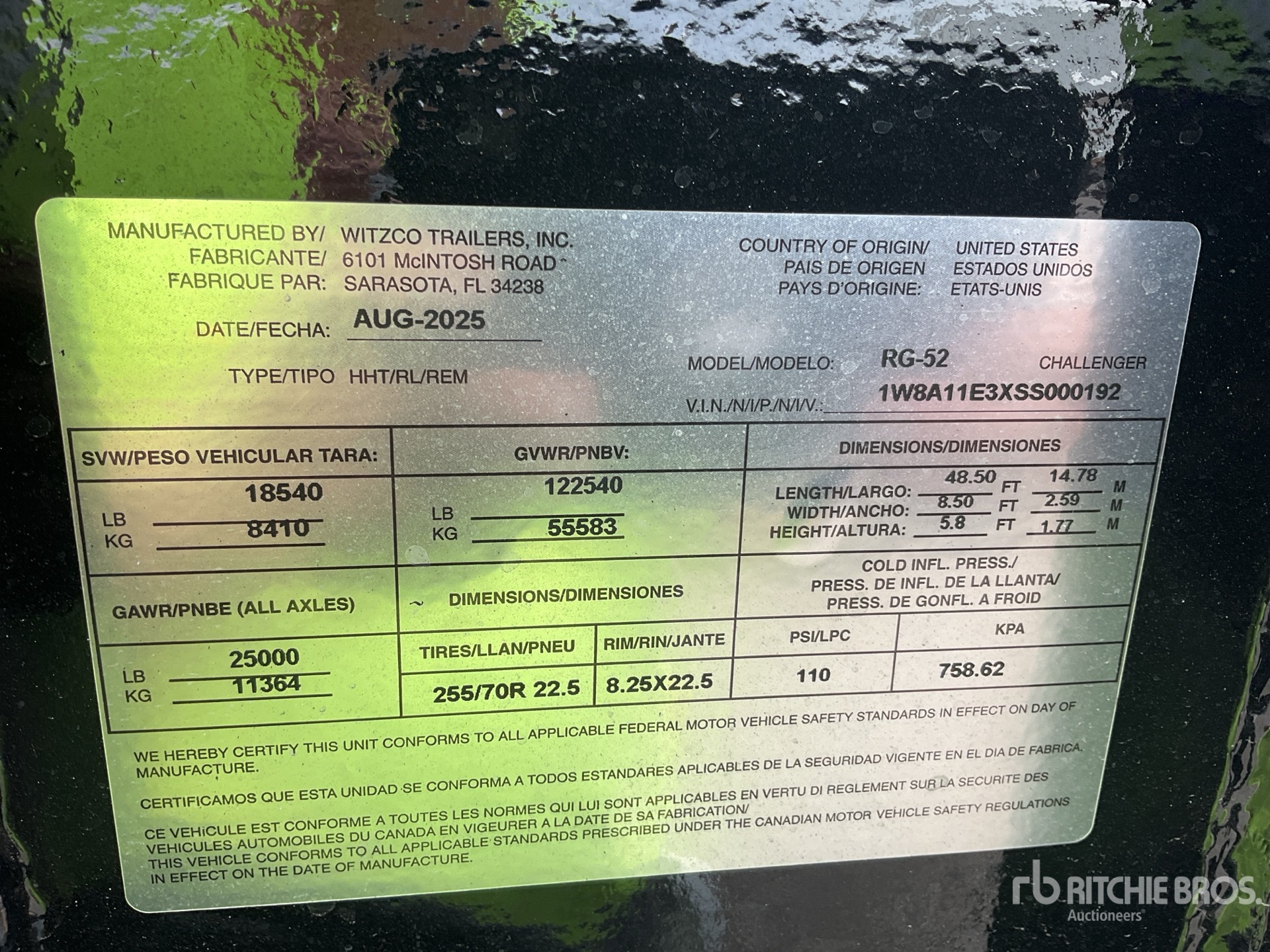 General Appearance with Serial Number / VIN