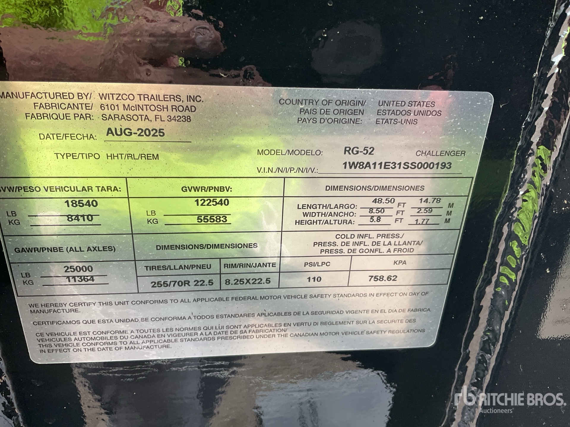 General Appearance with Serial Number / VIN