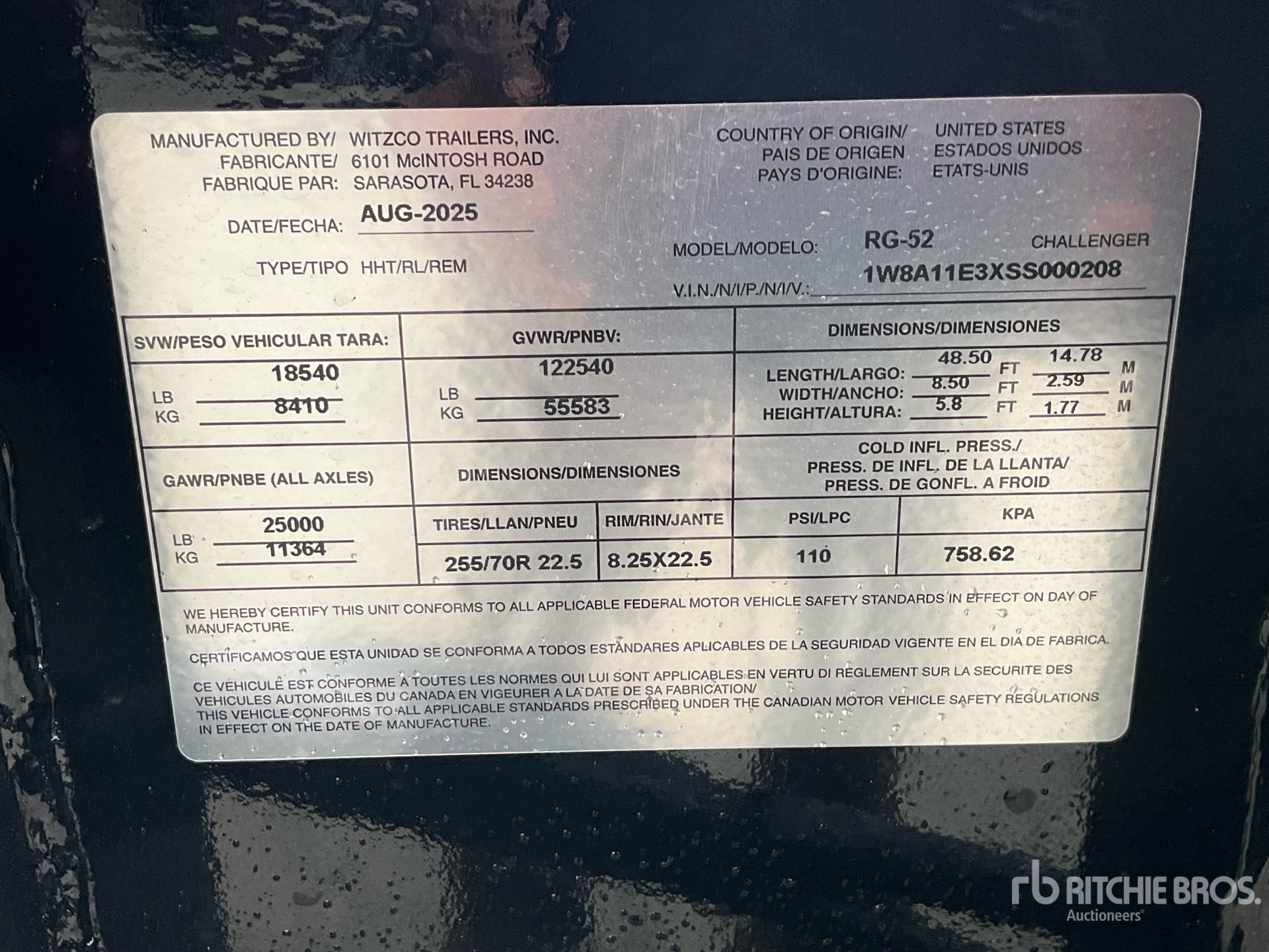 General Appearance with Serial Number / VIN