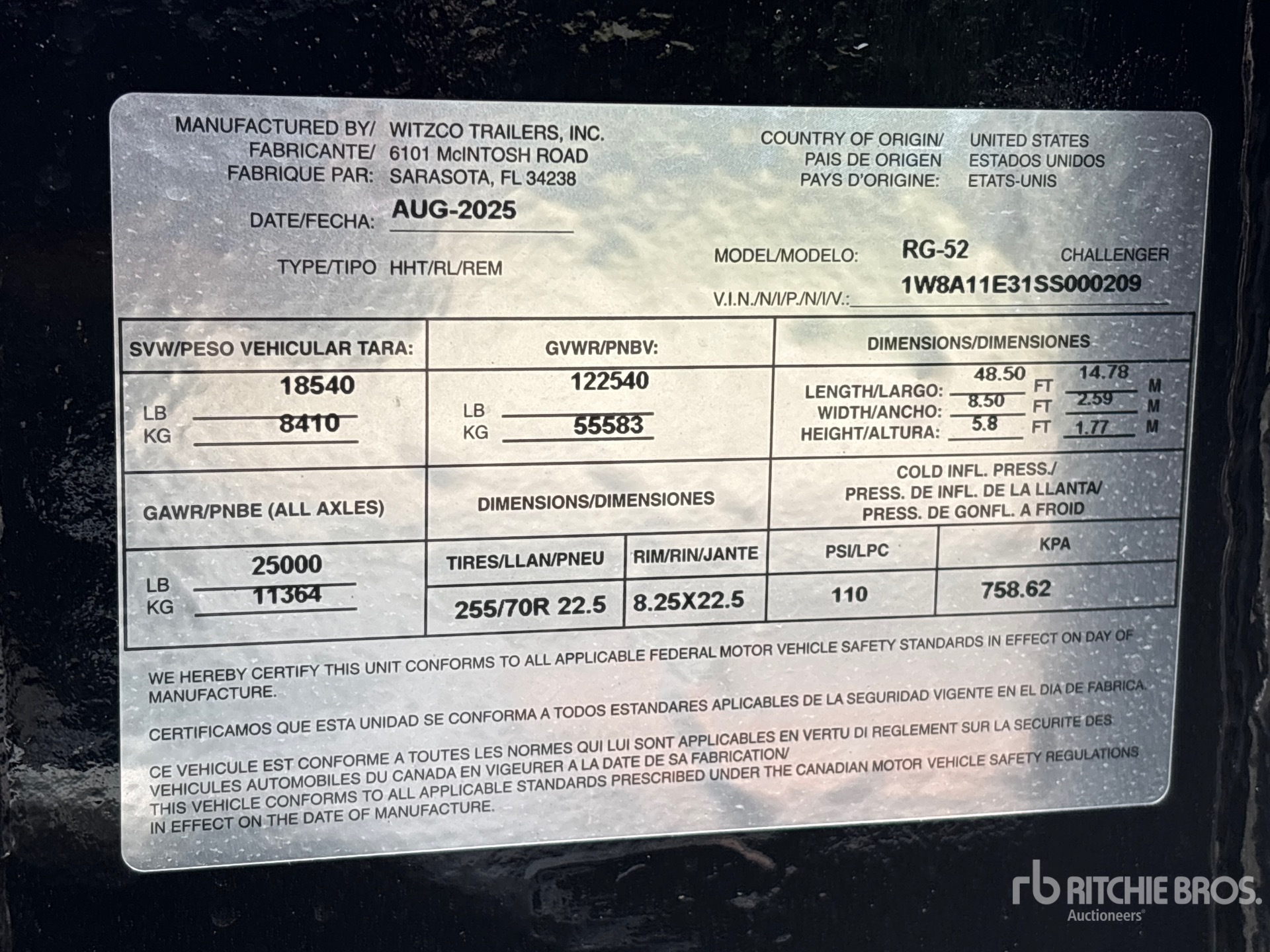 General Appearance with Serial Number / VIN
