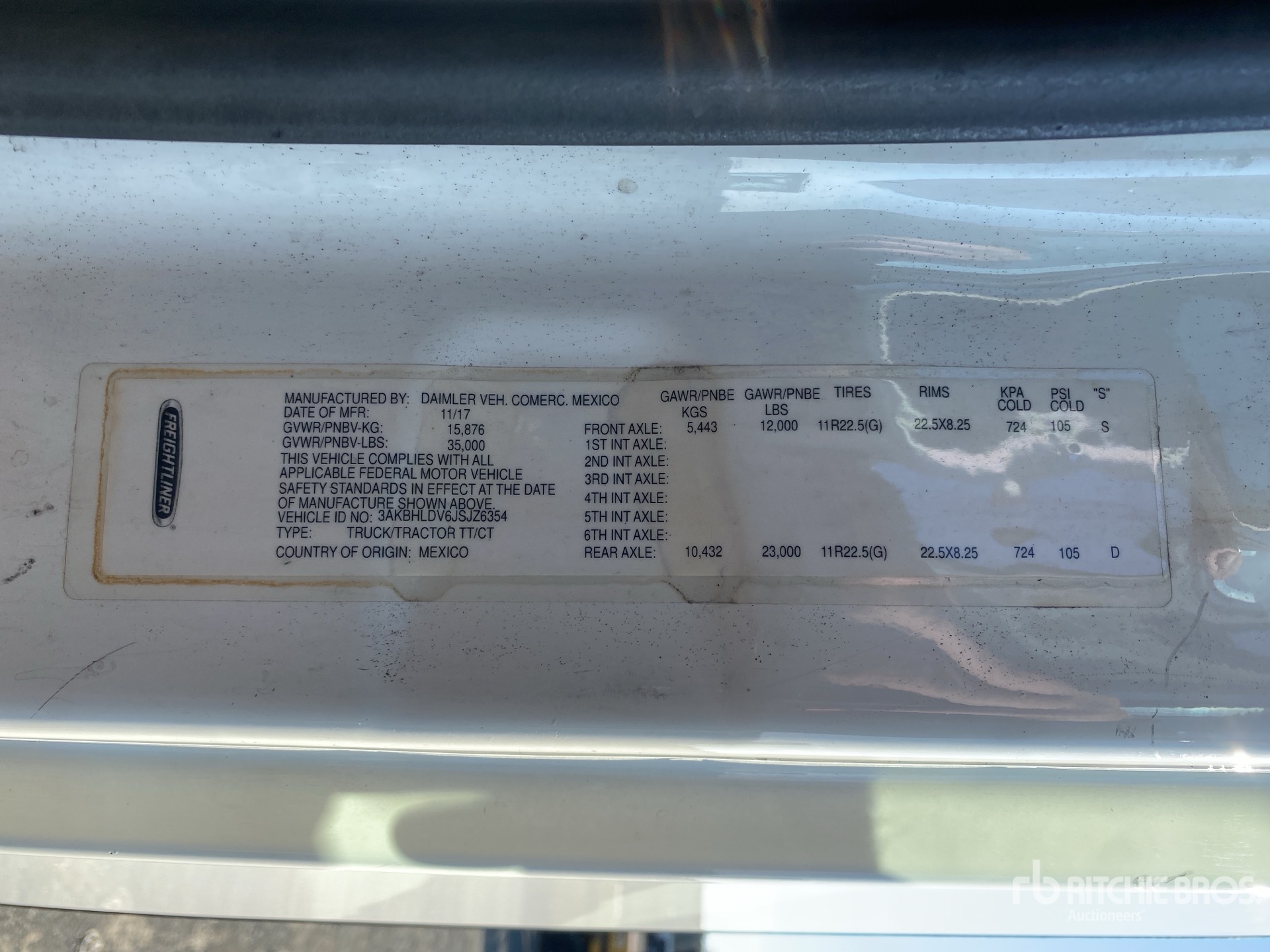 General Appearance with Serial Number / VIN