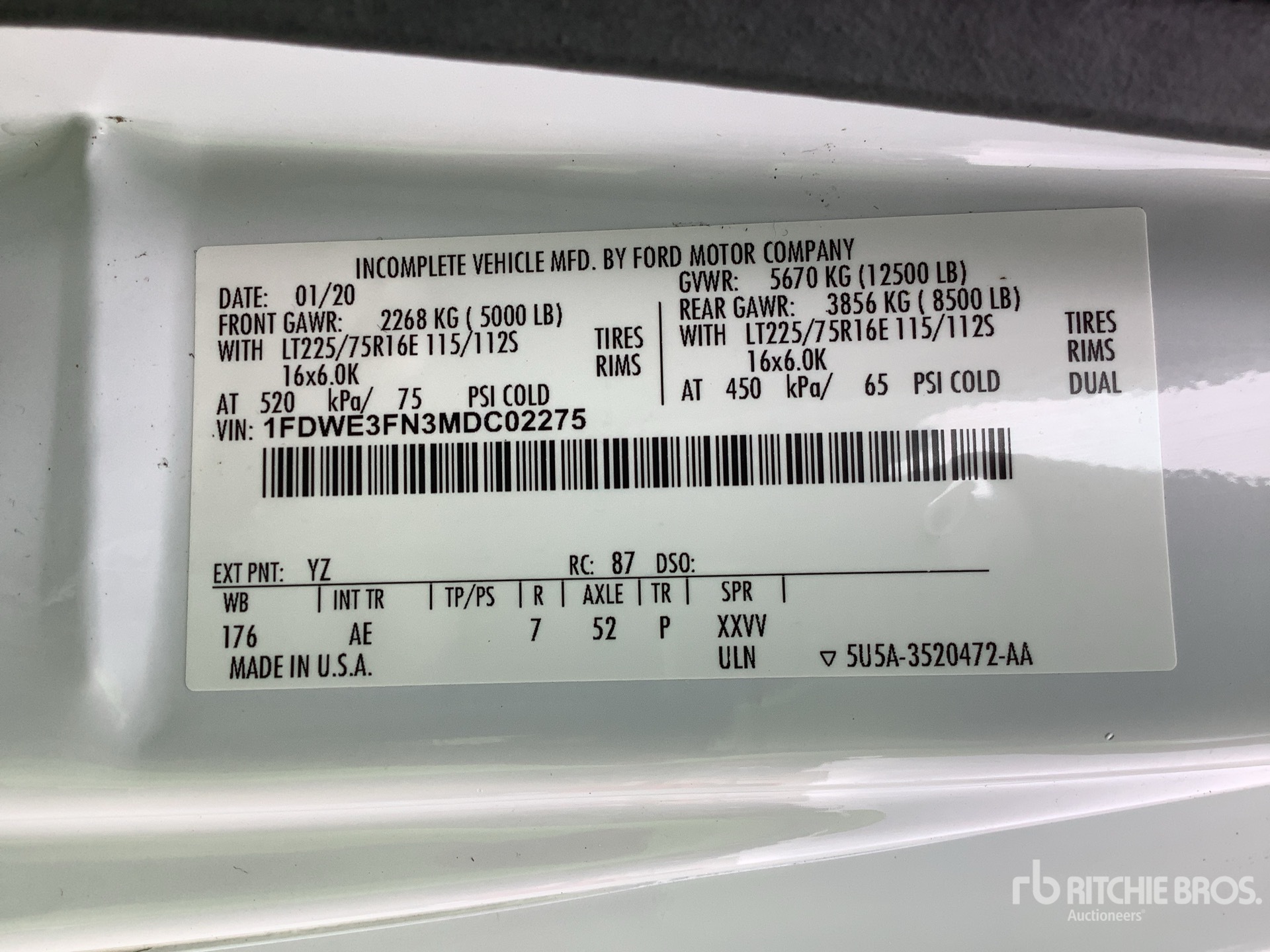 General Appearance with Serial Number / VIN