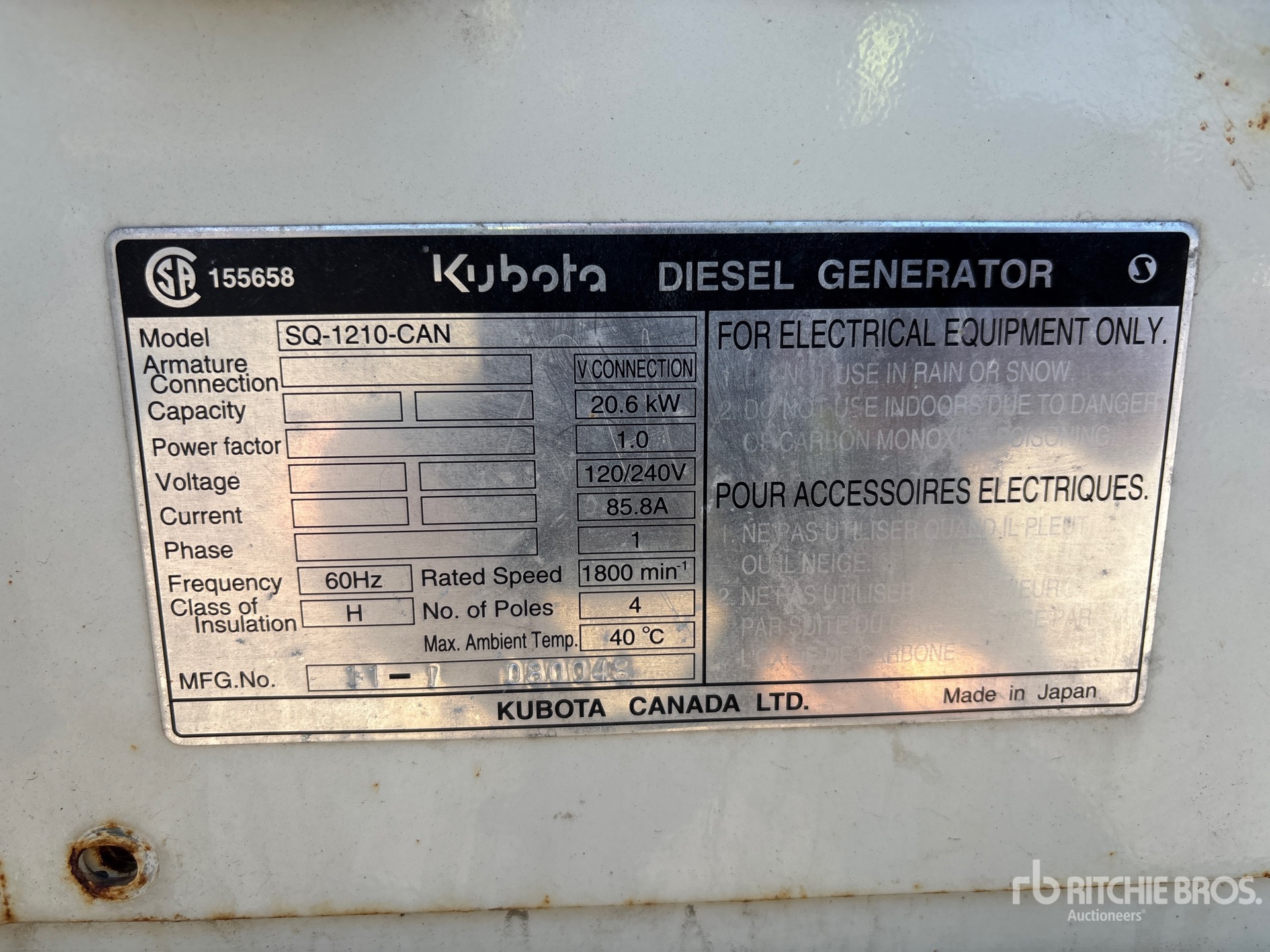 General Appearance with Serial Number / VIN