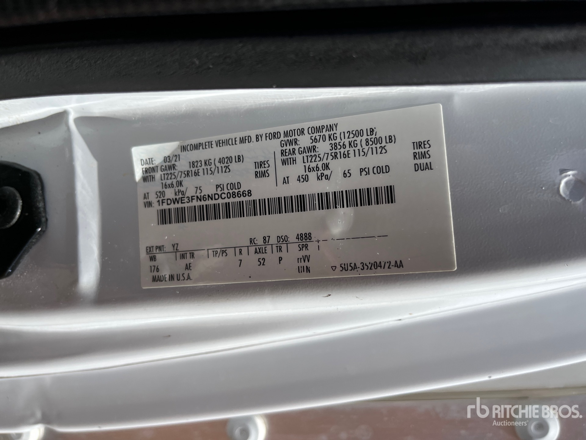 General Appearance with Serial Number / VIN