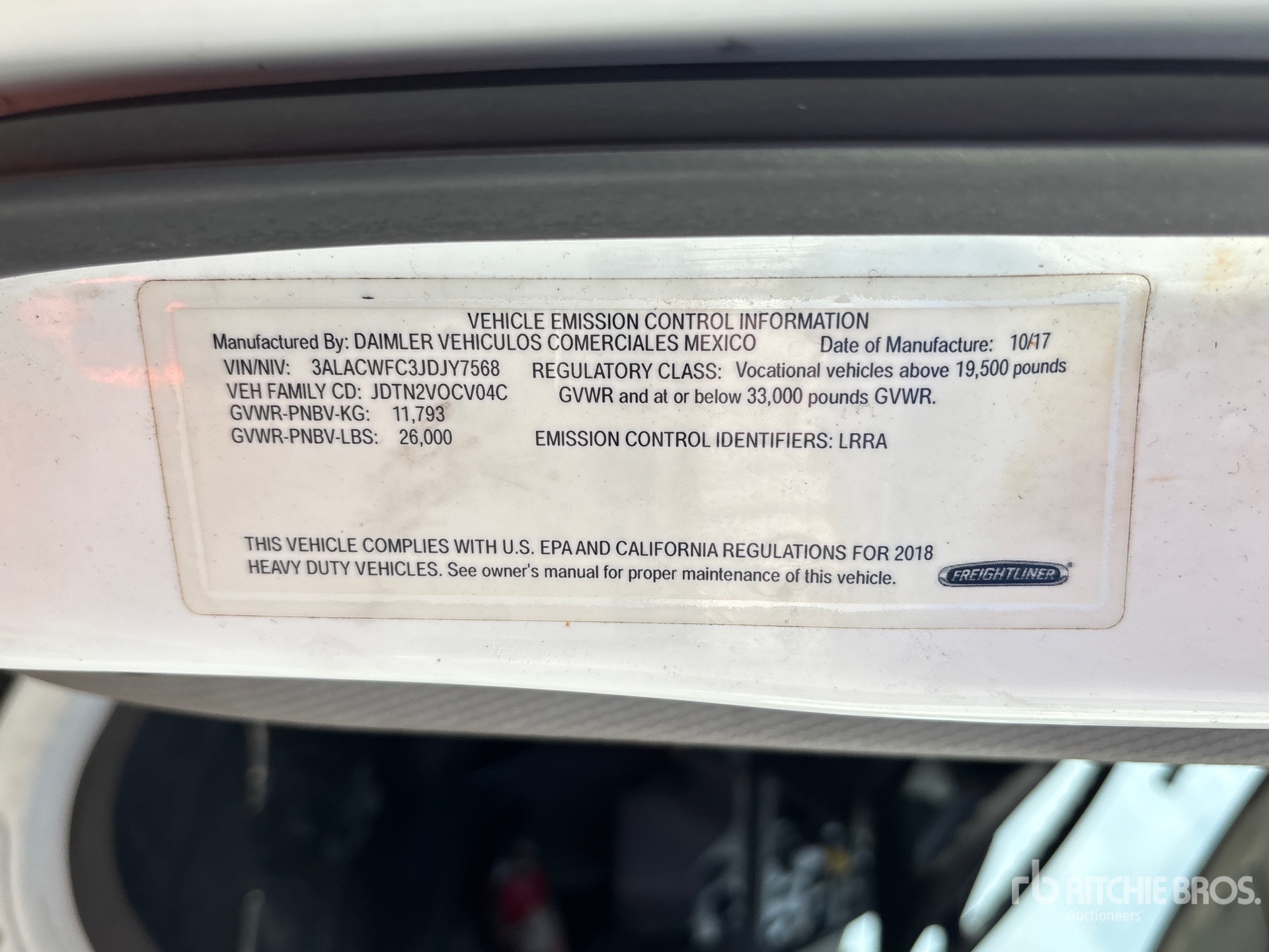 General Appearance with Serial Number / VIN