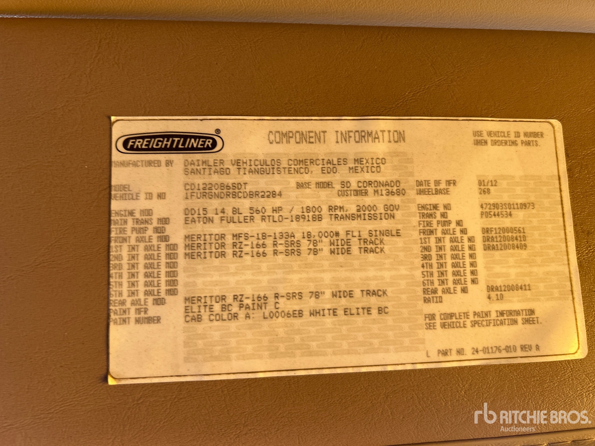 General Appearance with Serial Number / VIN