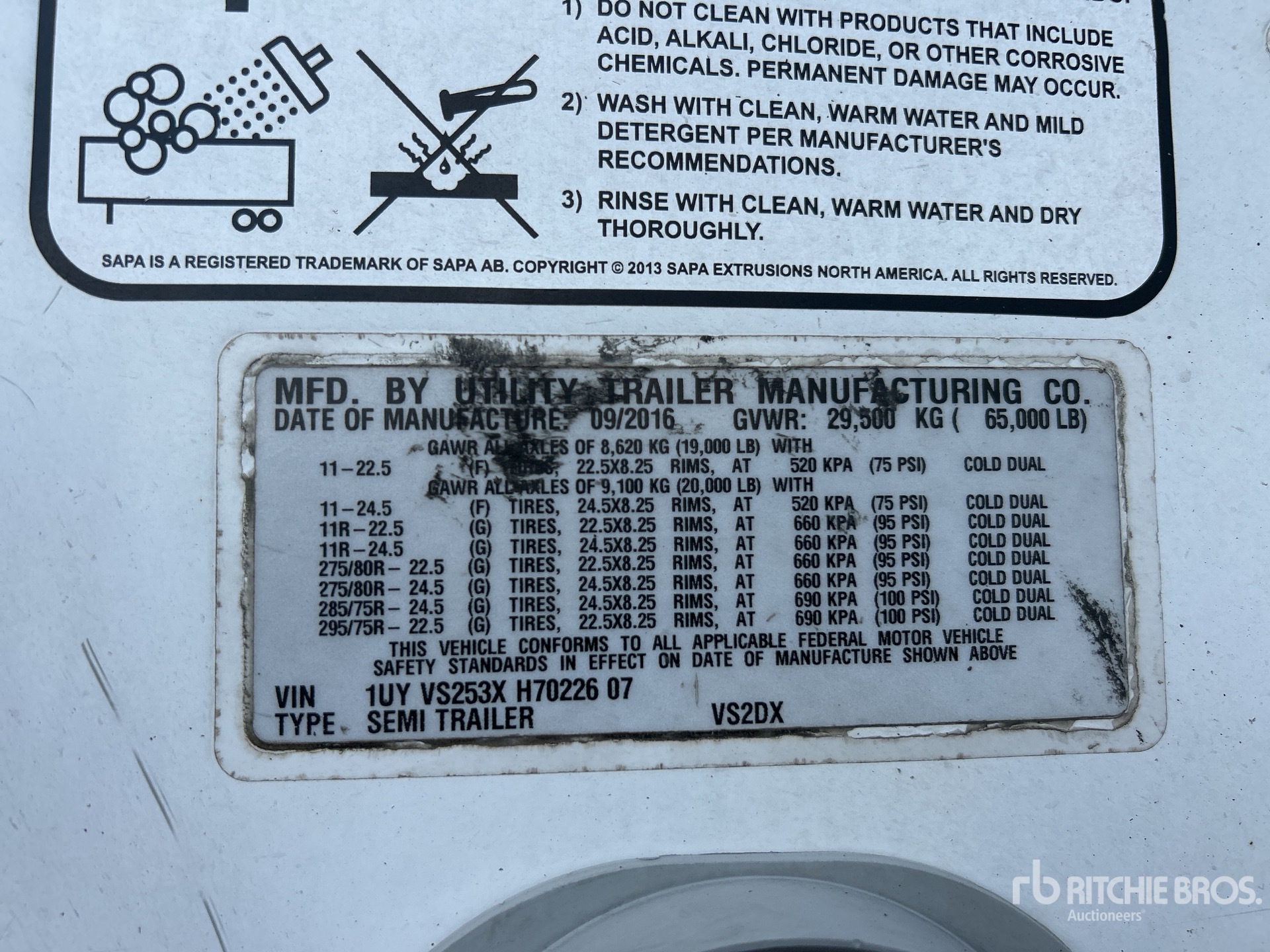 General Appearance with Serial Number / VIN