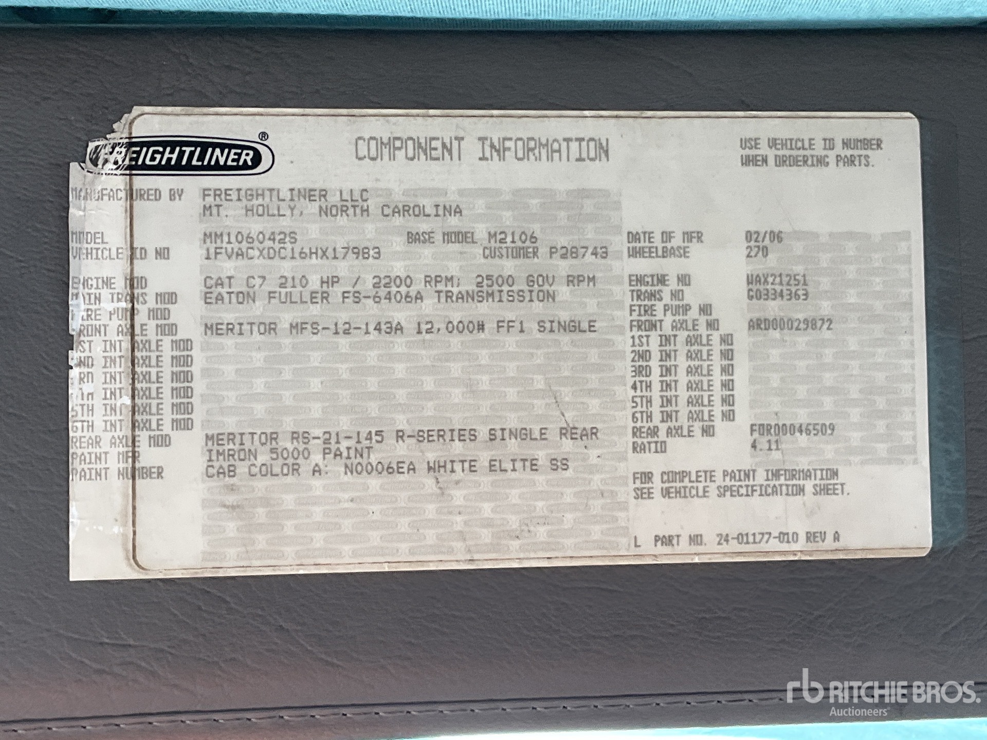 General Appearance with Serial Number / VIN