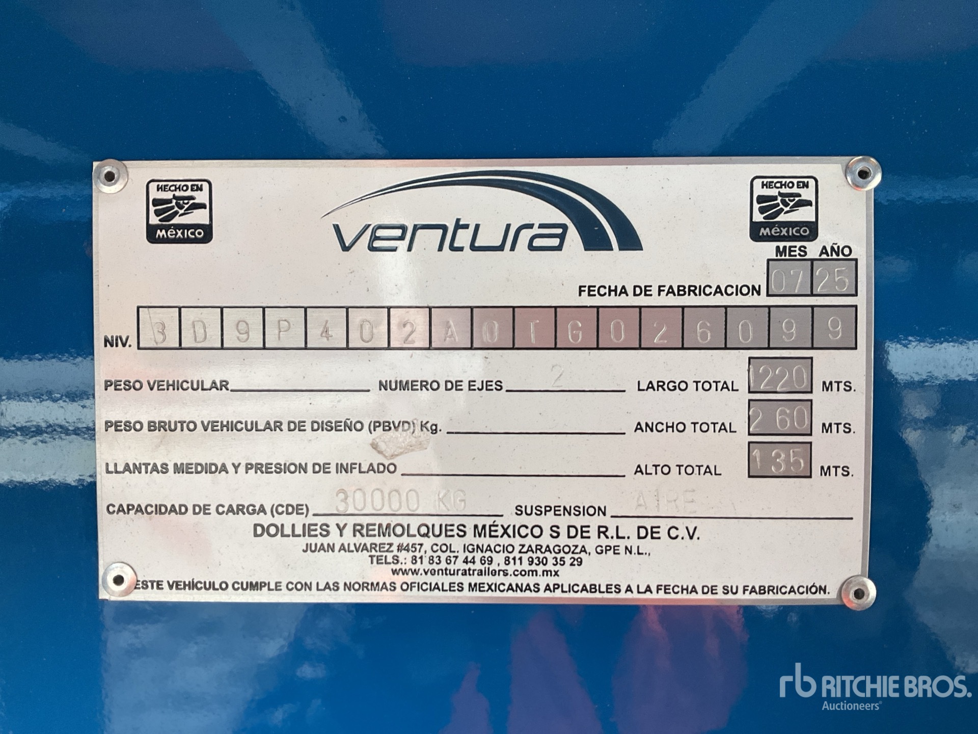 General Appearance with Serial Number / VIN