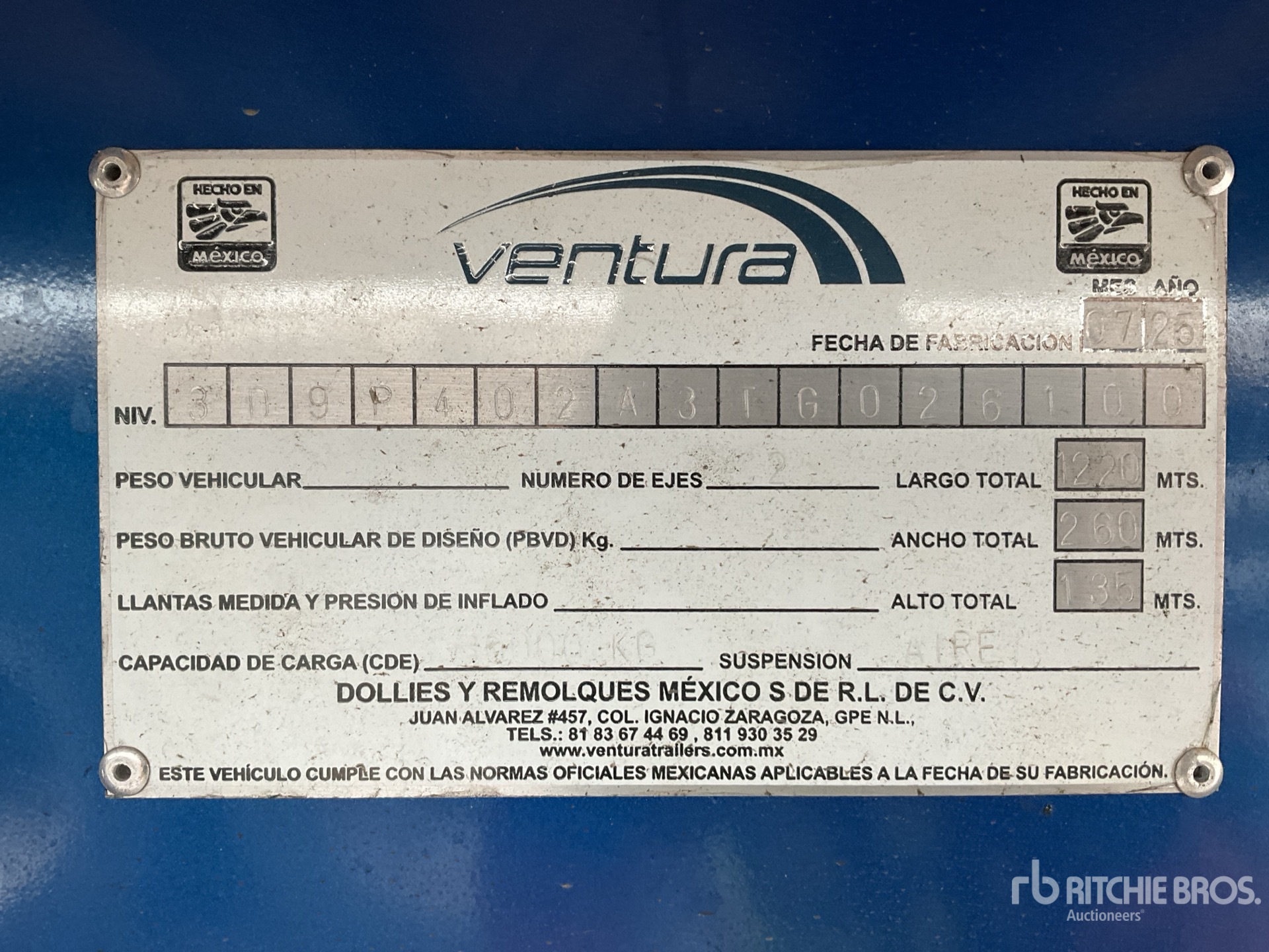 General Appearance with Serial Number / VIN
