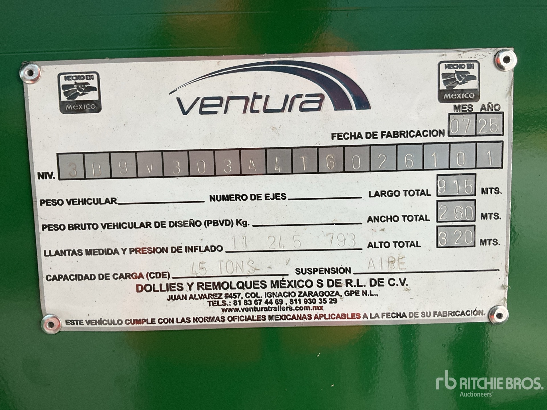General Appearance with Serial Number / VIN