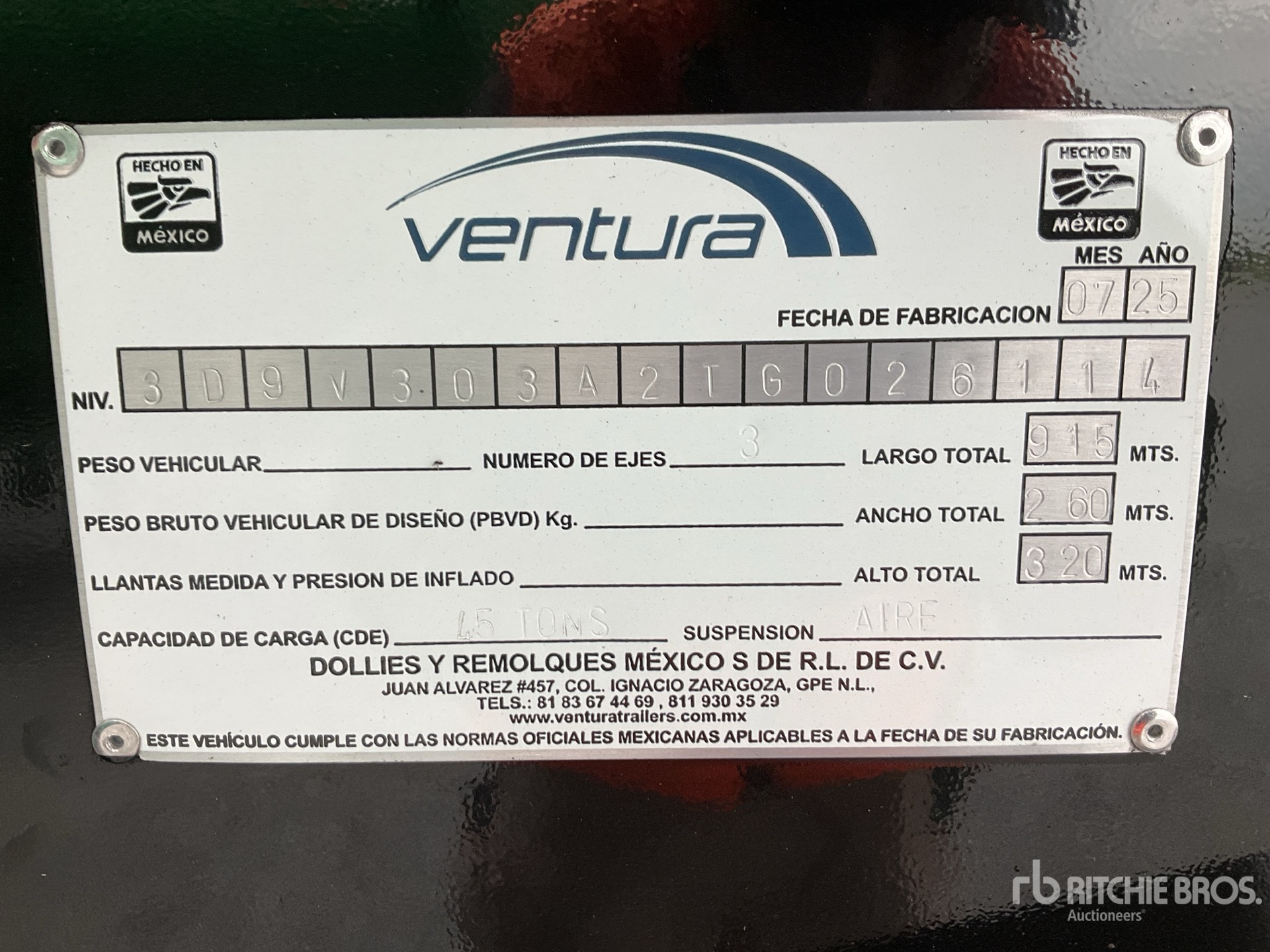 General Appearance with Serial Number / VIN