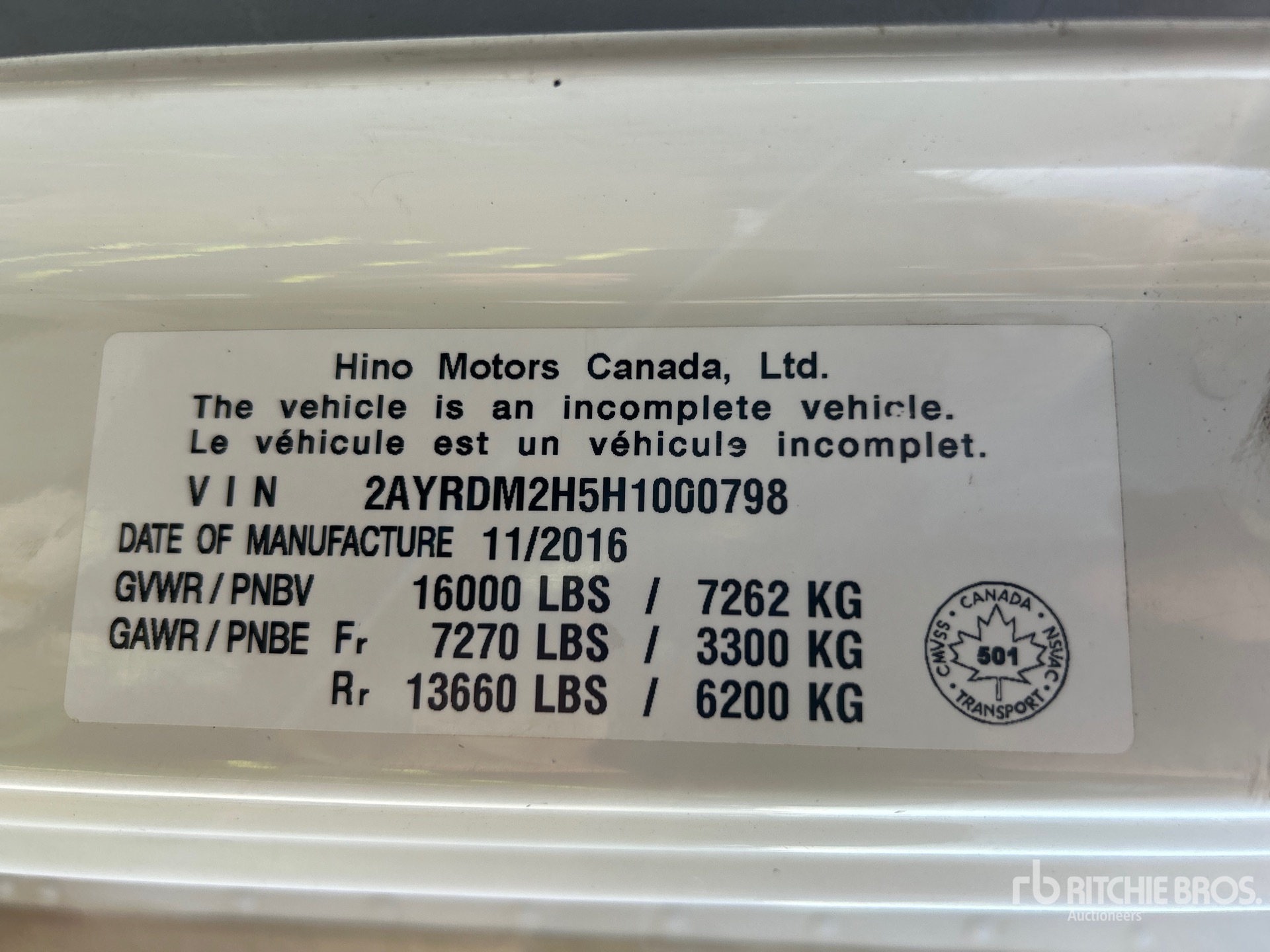 General Appearance with Serial Number / VIN